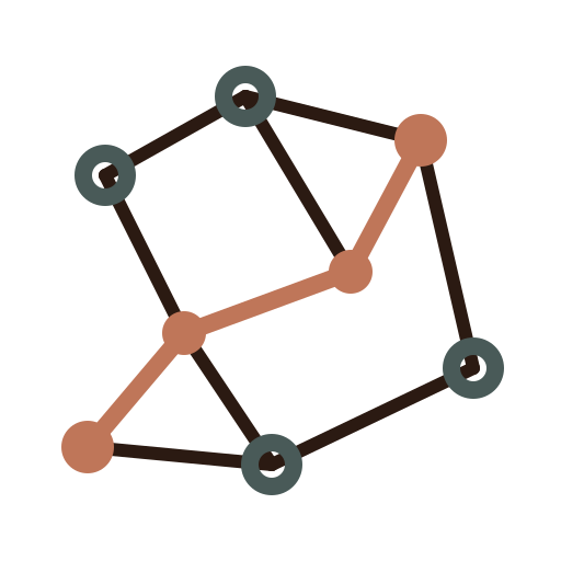 Network of connected nodes with one highlighted path, representing operating intelligence and navigating workplace systems