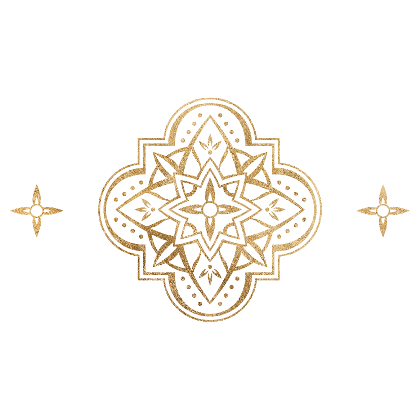 Logo with a black background featuring a gold symmetrical geometric design in the center, surrounded by the words "SOPHIE WALKER" in white, arranged in a circular pattern.