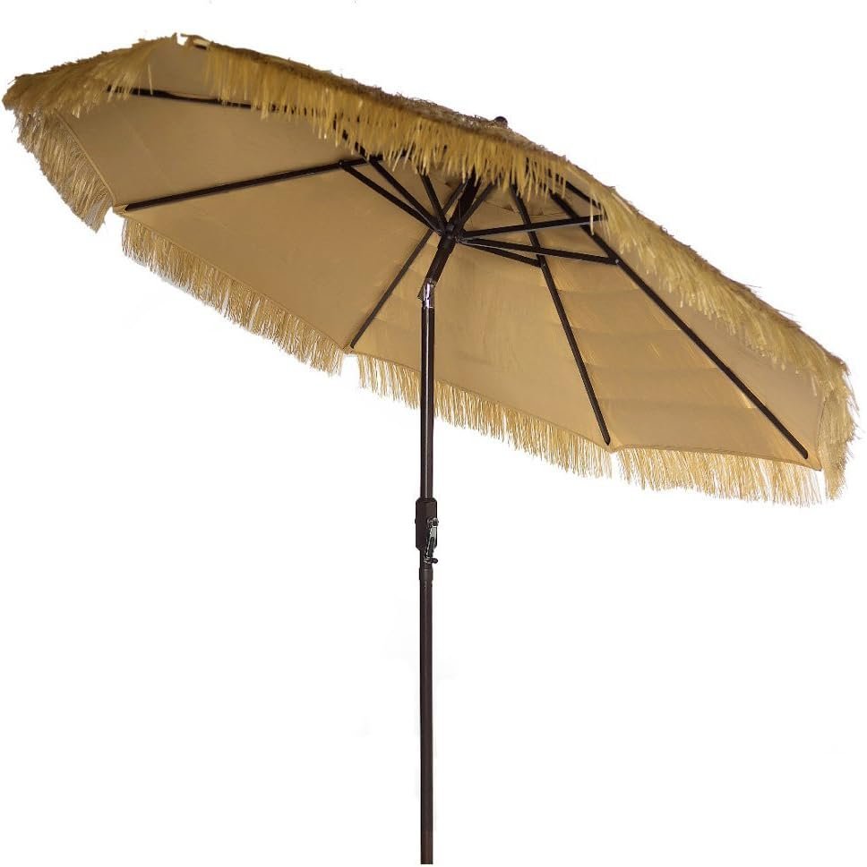 hula patio umbrella EasyGo layer fabric for extra sun protection 9ft Hula Thatched Tiki Patio
