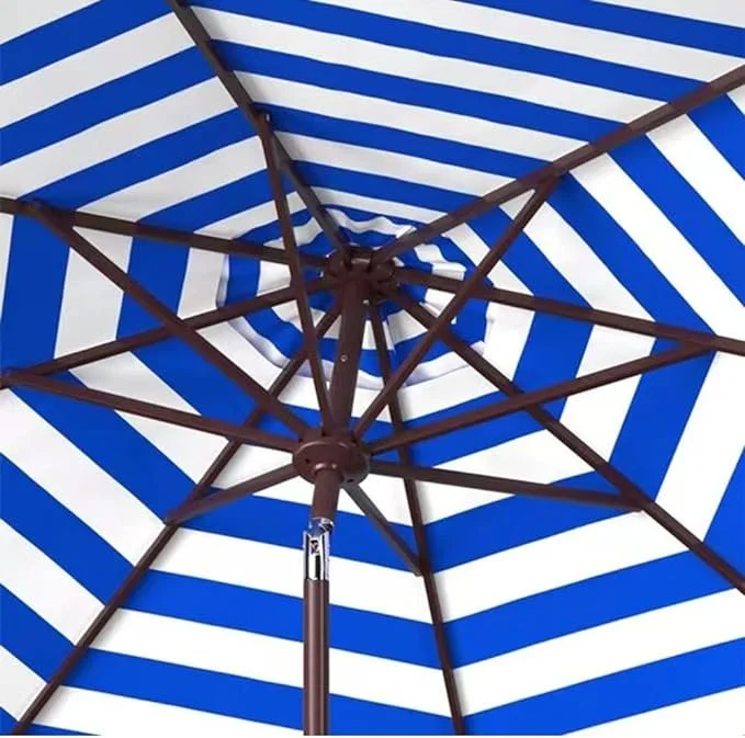 abba patio solar umbrella tilt Abba Patio 9ft Outdoor Patio Umbrella, Push Button Tilt and Crank, 8 Ribs,  Black and Cream Stripe