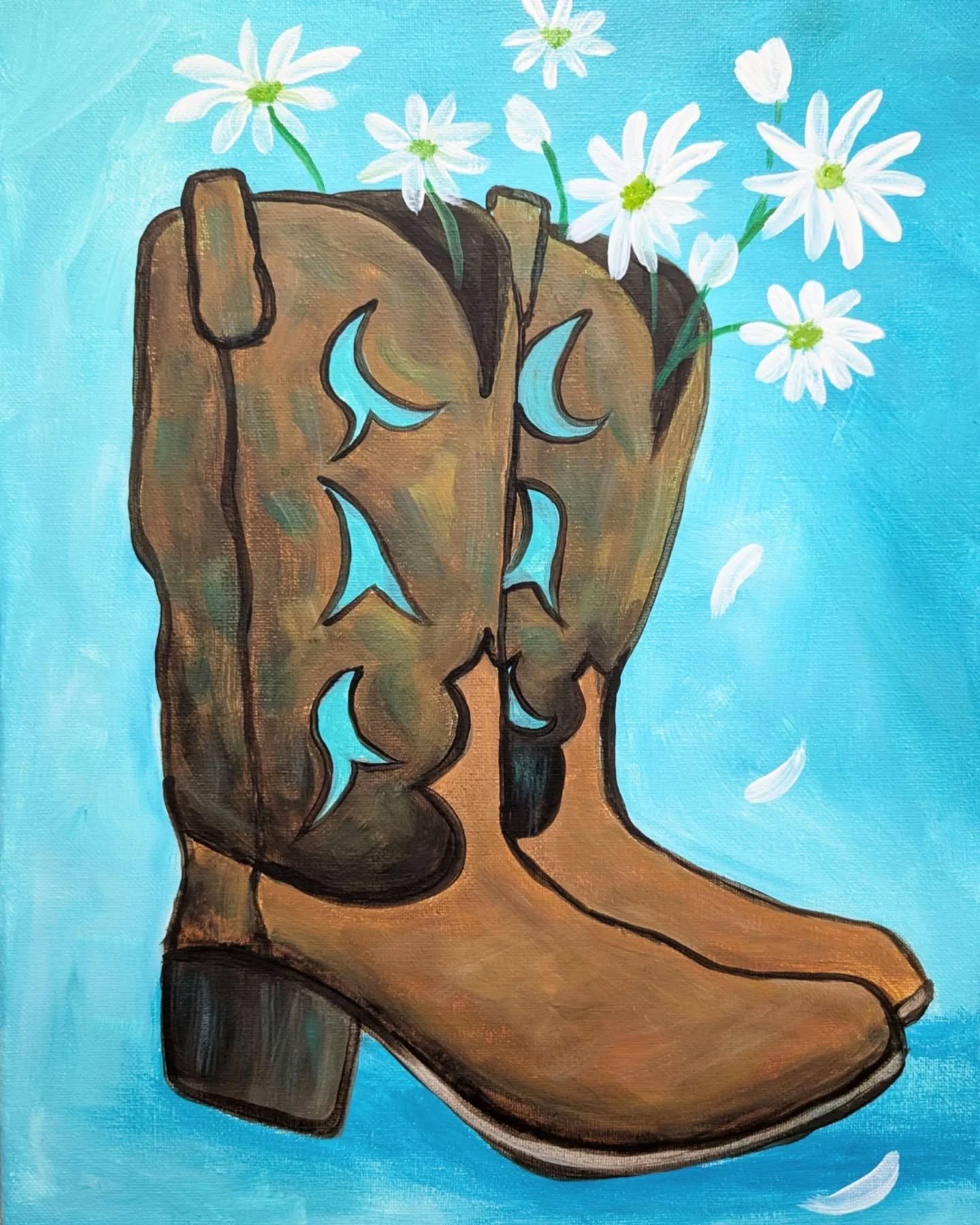 June 1st I'll be teaching another paint class at Tamarack Grill in Fowler, CO! Come join me for a creative Sunday 😊🖌️🎨 I'll guide you step by step to paint your own custom pair of boots! 

Sign up through the link in my bio, or send me a DM to lea