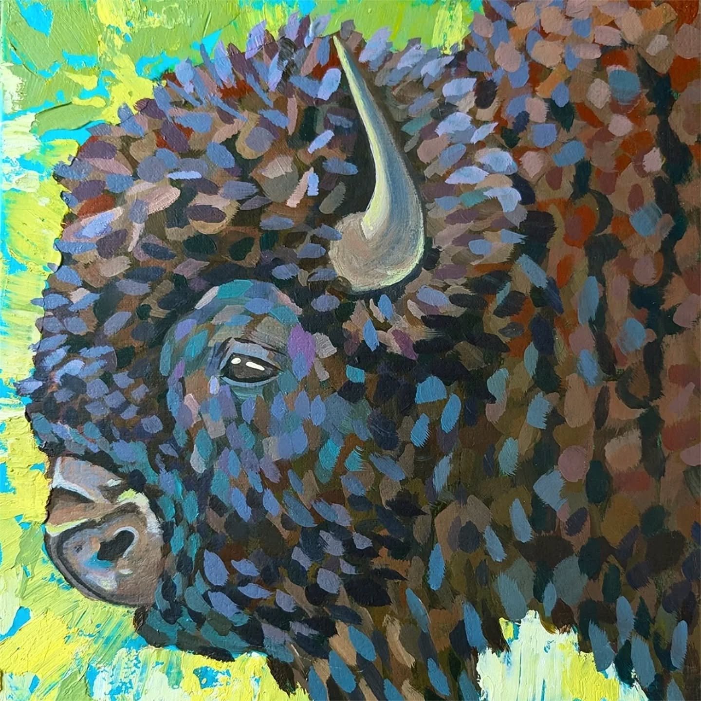 Neon Bison 🦬 10x10&quot; Acrylic Painting 2025

Painting available, message me if interested or visit my website ✨🖌️🎨