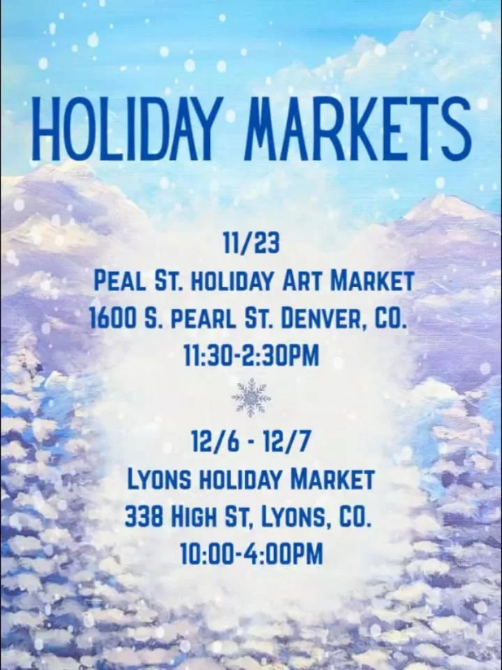 Find me today at until 2:30 at 1600 S. Pearl St! Can't make it? I'll be at the Lyons Holiday show in a few weeks! Hope to see you at one! 🥰🎨🖌️
