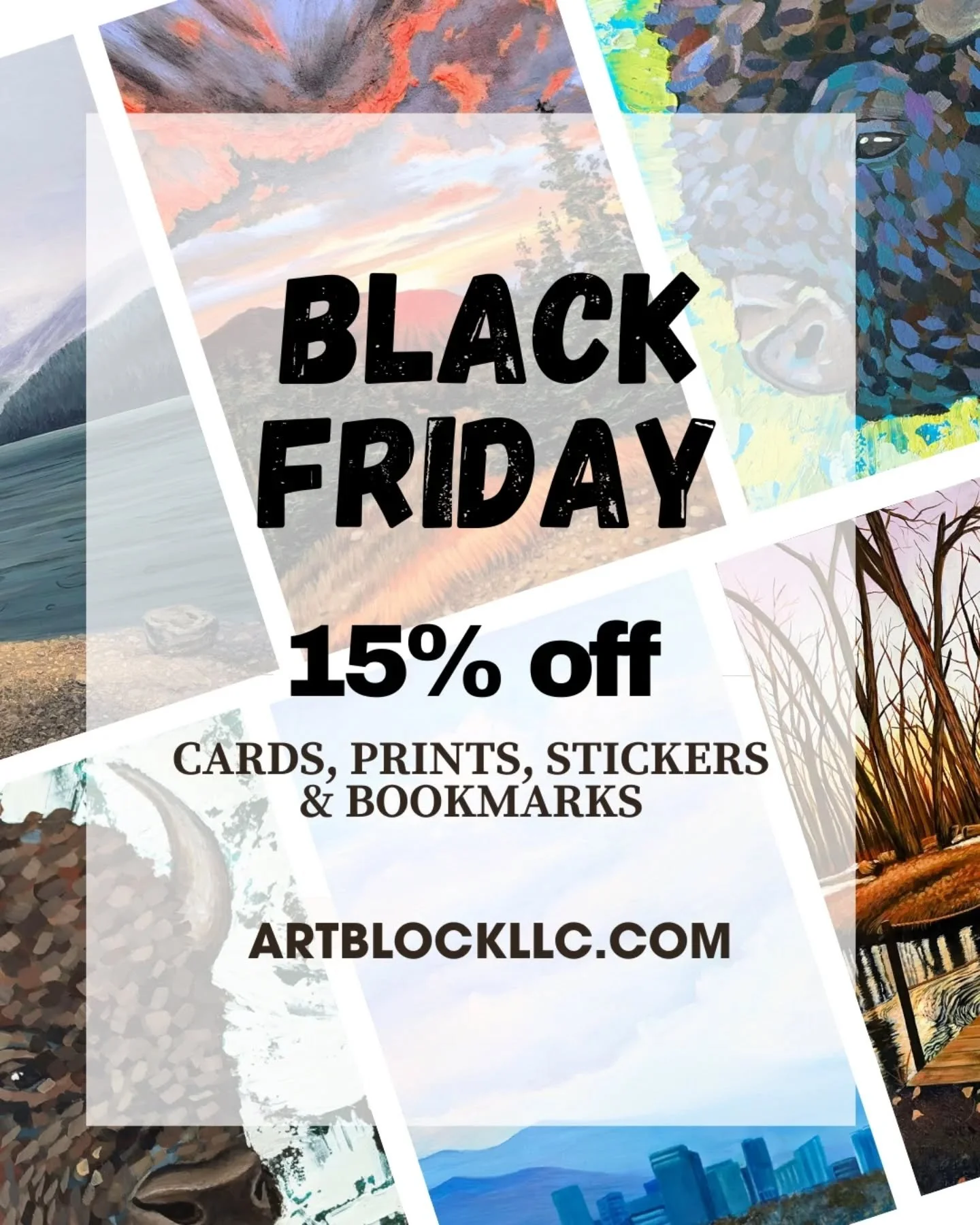 Exciting news! All prints, cards, stickers, and bookmarks are 15% off until December 12th. The discount will automatically apply at checkout. Head to artblockllc.com or click the link in my bio!