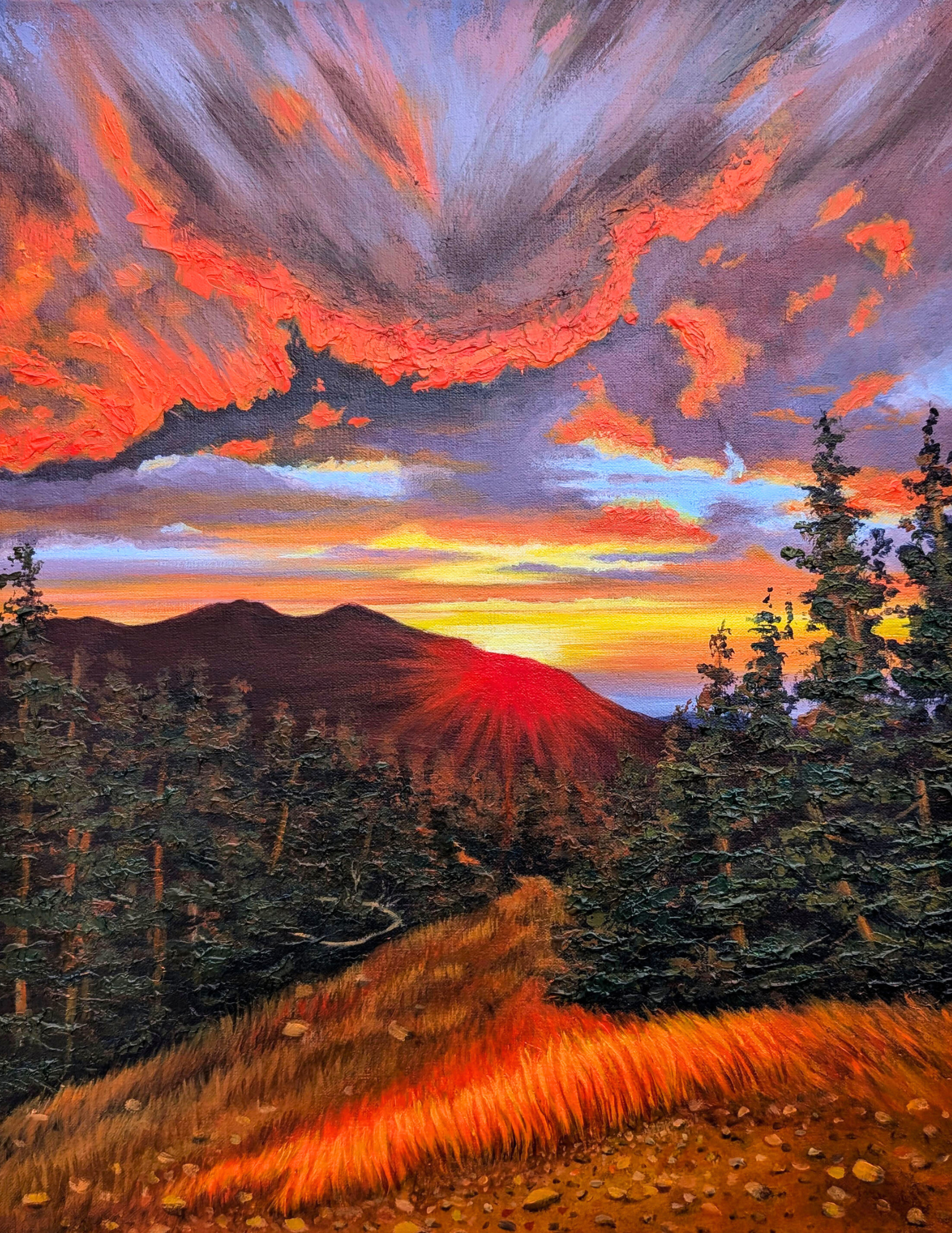 Longs Peak Sunrise, Acrylic Paint On Canvas, 20x16"