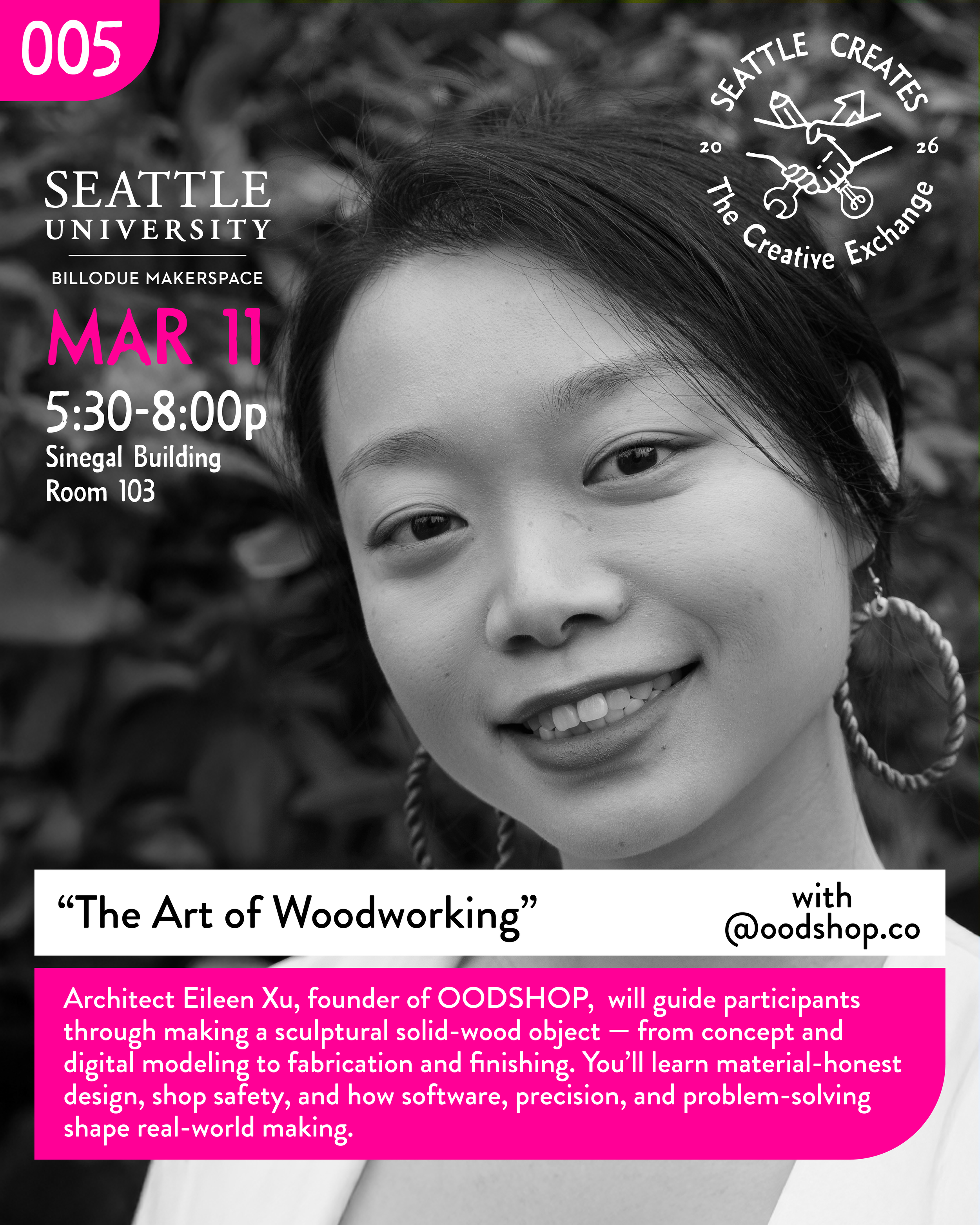 SEATTLE CREATES presents The Creative Exchange: From Architecture to Woodworking with Eileen Xu of OODSHOP