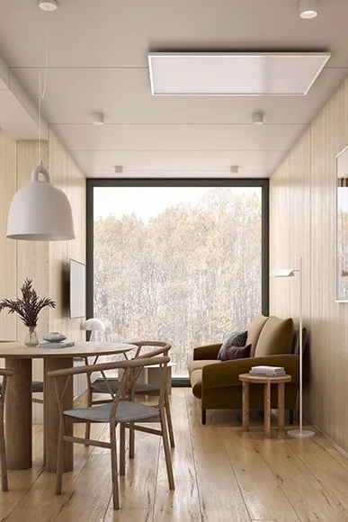 Dan-Wood Holiday Range NEXT 35 S-2 E Single Storey Price £95,100 Size (Usable Area) 37.49 m² (403,54 ft²) 2 x Bedrooms. 1 x Bathrooms. Garage - No. Available From Cherish Homes 0845 430 0010. Interior