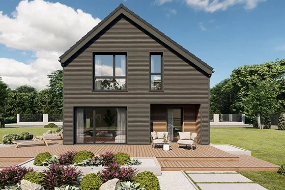 Dan-Wood Standard Range Point 154E 1.5 Storey. Exterior. Price £260,000. Usable Area 165.34 m² (1,780 ft² ). 3 x Bedrooms. 1 x Bathrooms. Garage - No. Available From Cherish Homes 0845 430 0010