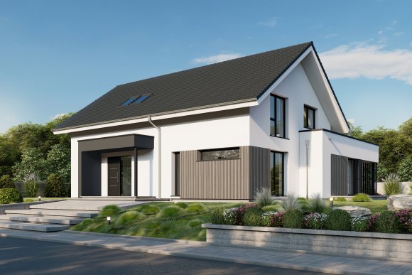 Dan-Wood S-Line Range Point 236S E 1.5 Storey. Exterior. Price £444,900. Usable Area 247.39 m² (2,663 ft² ). 4 x Bedrooms. 3 x Bathrooms. Garage - No. Available From Cherish Homes 0845 430 0010