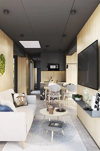 Dan-Wood Holiday Range NEXT 45 S-3 E Single Storey Price £97,900 Size (Usable Area) 47.21 m² (508,16 ft²) 3 x Bedrooms. 1 x Bathrooms. Garage - No. Available From Cherish Homes 0845 430 0010. Interior