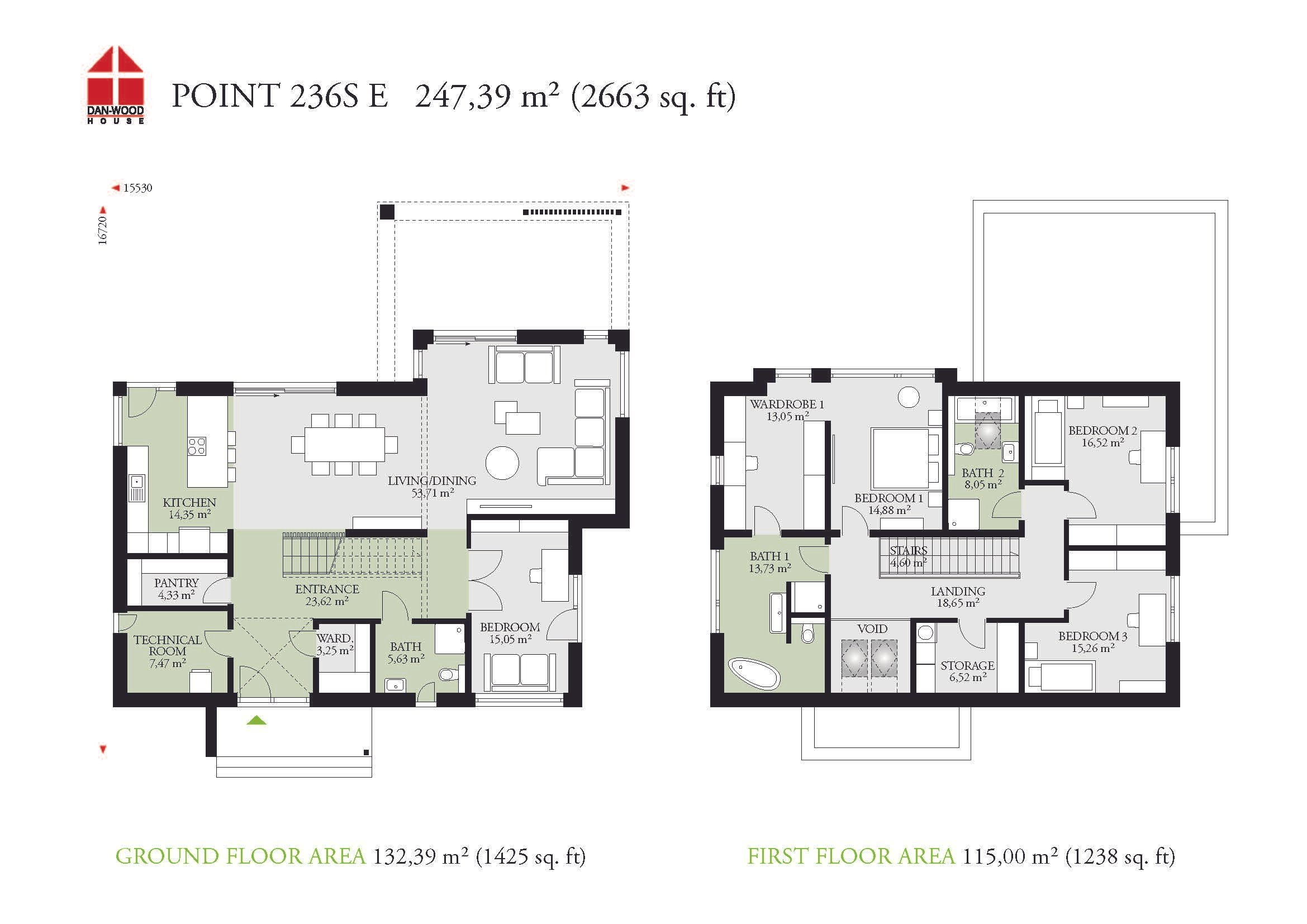 Dan-Wood S-Line Range Point 236S E 1.5 Storey. Floor Plans. Price £444,900. Usable Area 247.39 m² (2,663 ft² ). 4 x Bedrooms. 3 x Bathrooms. Garage - No. Available From Cherish Homes 0845 430 0010