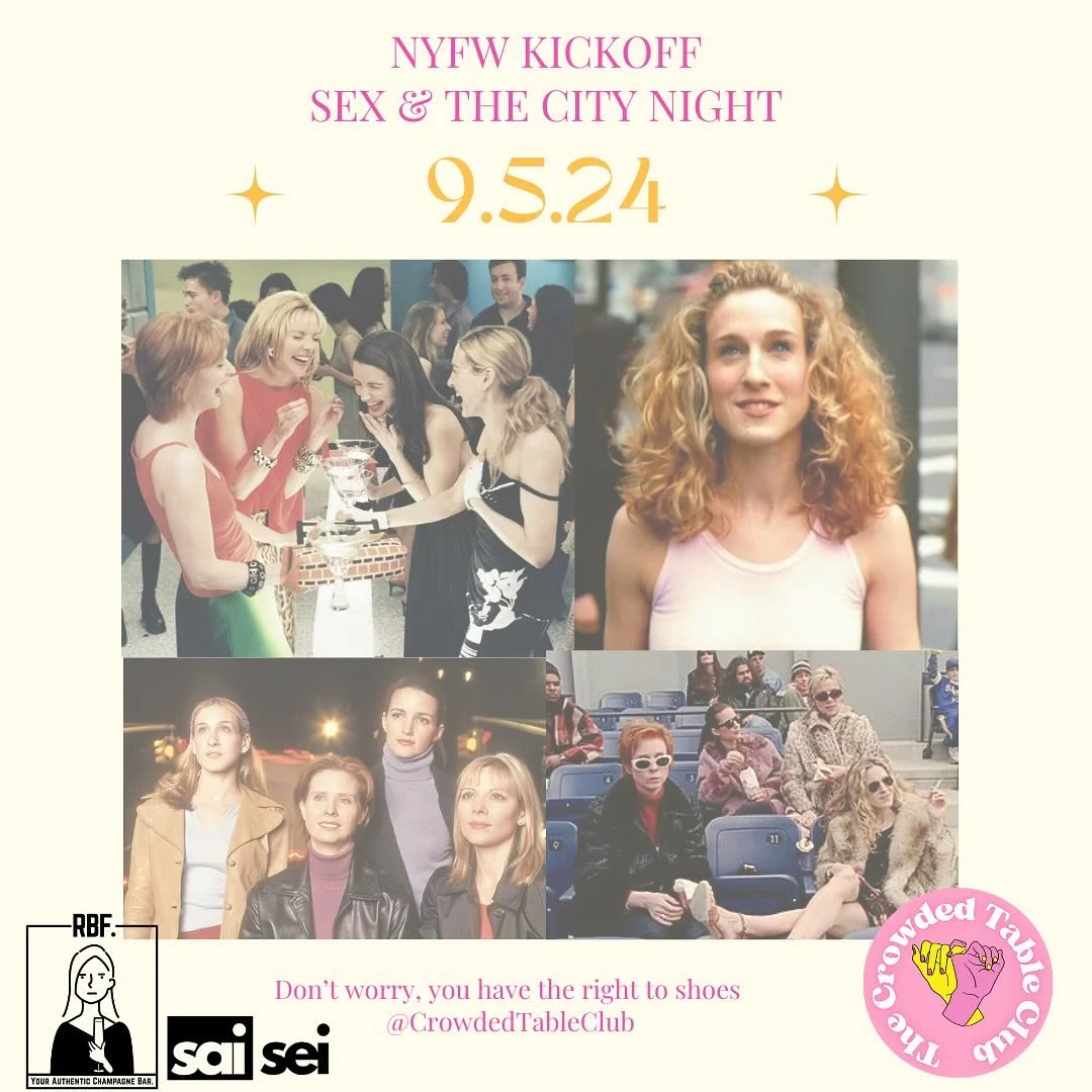 STD for SATC 👠🍸 You won&rsquo;t be asked to take your shoes off 😂 

Come make new friends, celebrate fashun, play some SATC trivia and more at @showmeyourrbf with @crowdedtableclub &amp; @saiseiupcycle fashion bar 🛍️

Tickets on sale this Friday 