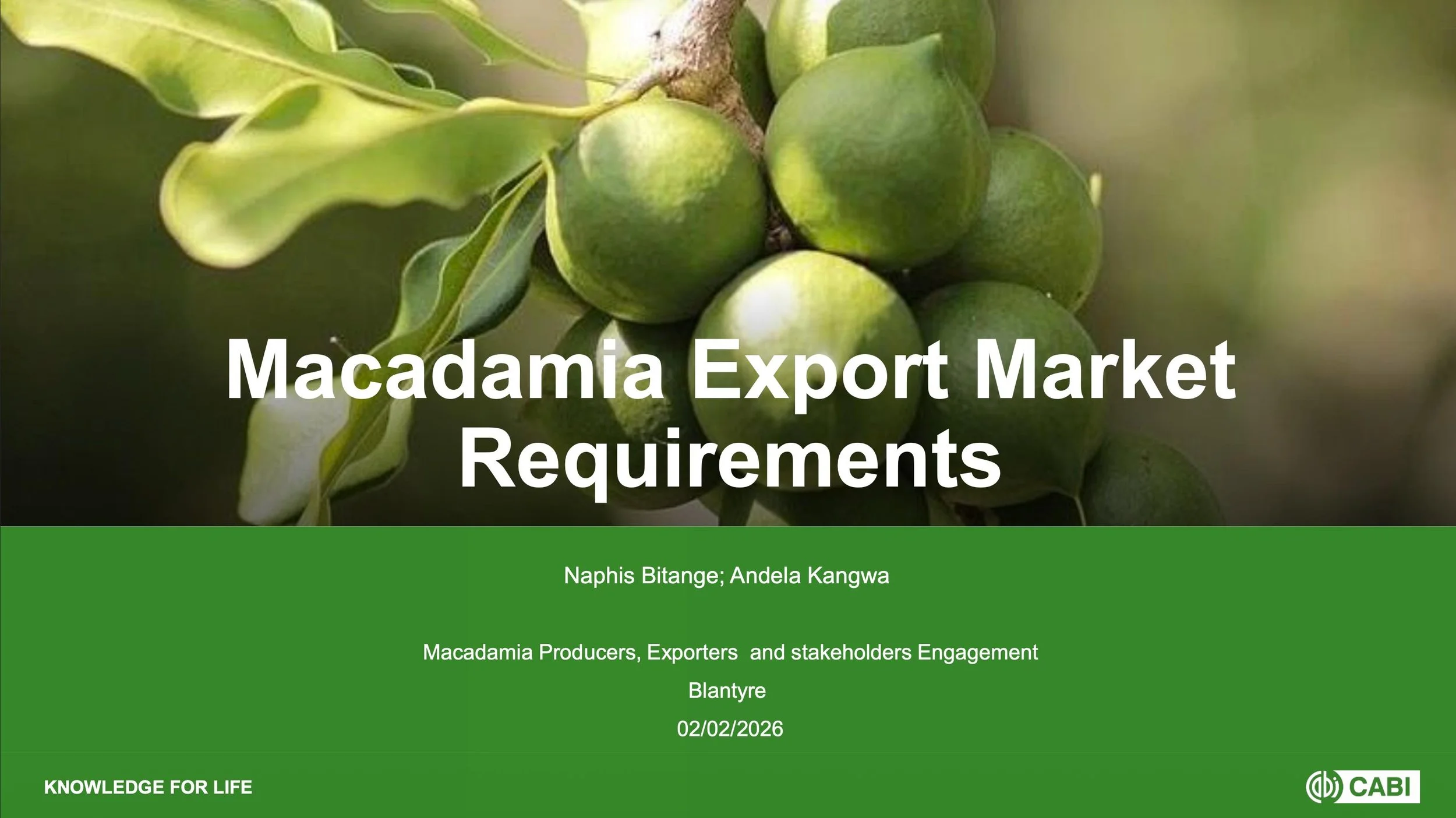 Macadamia Export Market Requirements by CABI