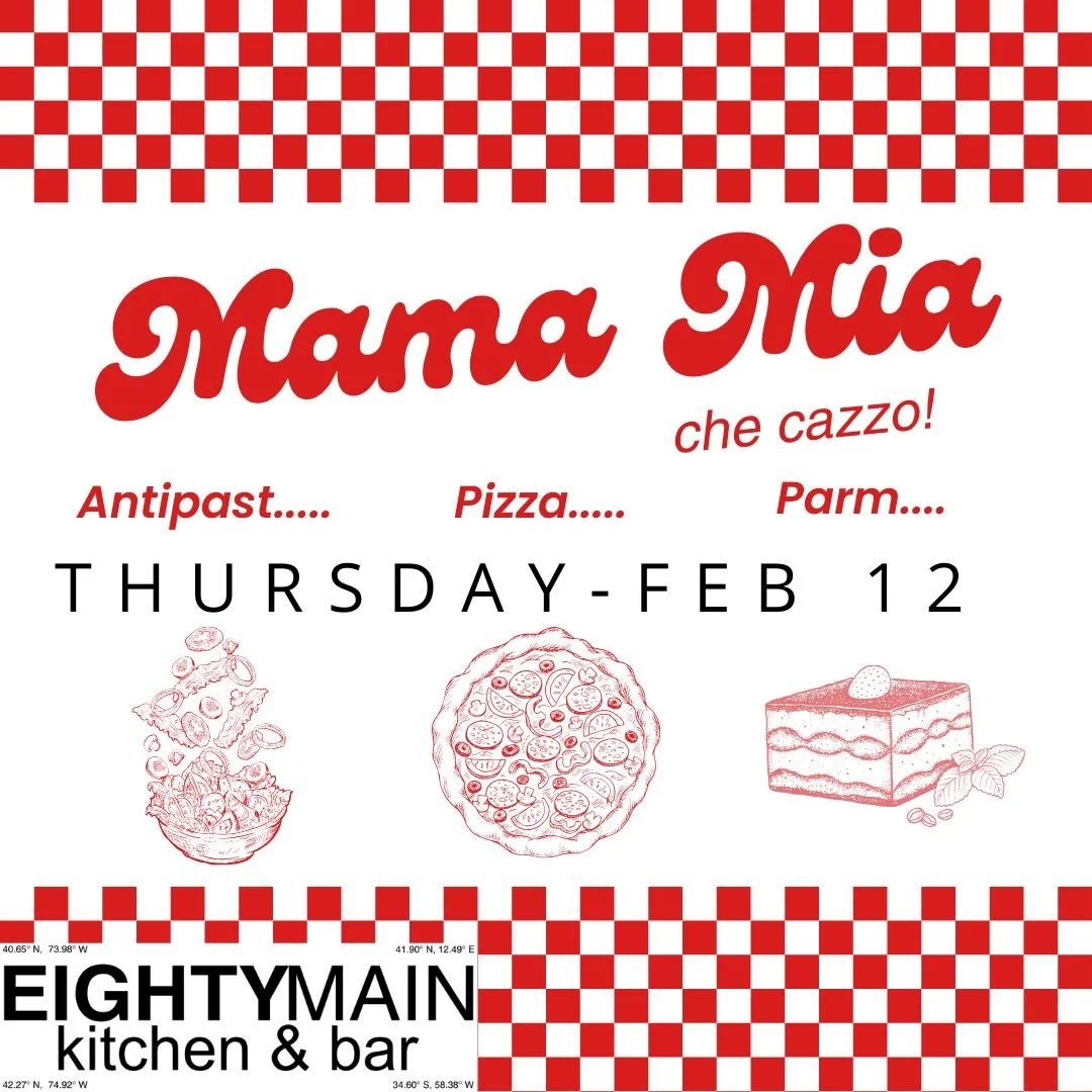 Mama Mia! Don&rsquo;t miss Will&rsquo;s take on red sauce classics! This Thursday 2/12. Hope to see you soon!