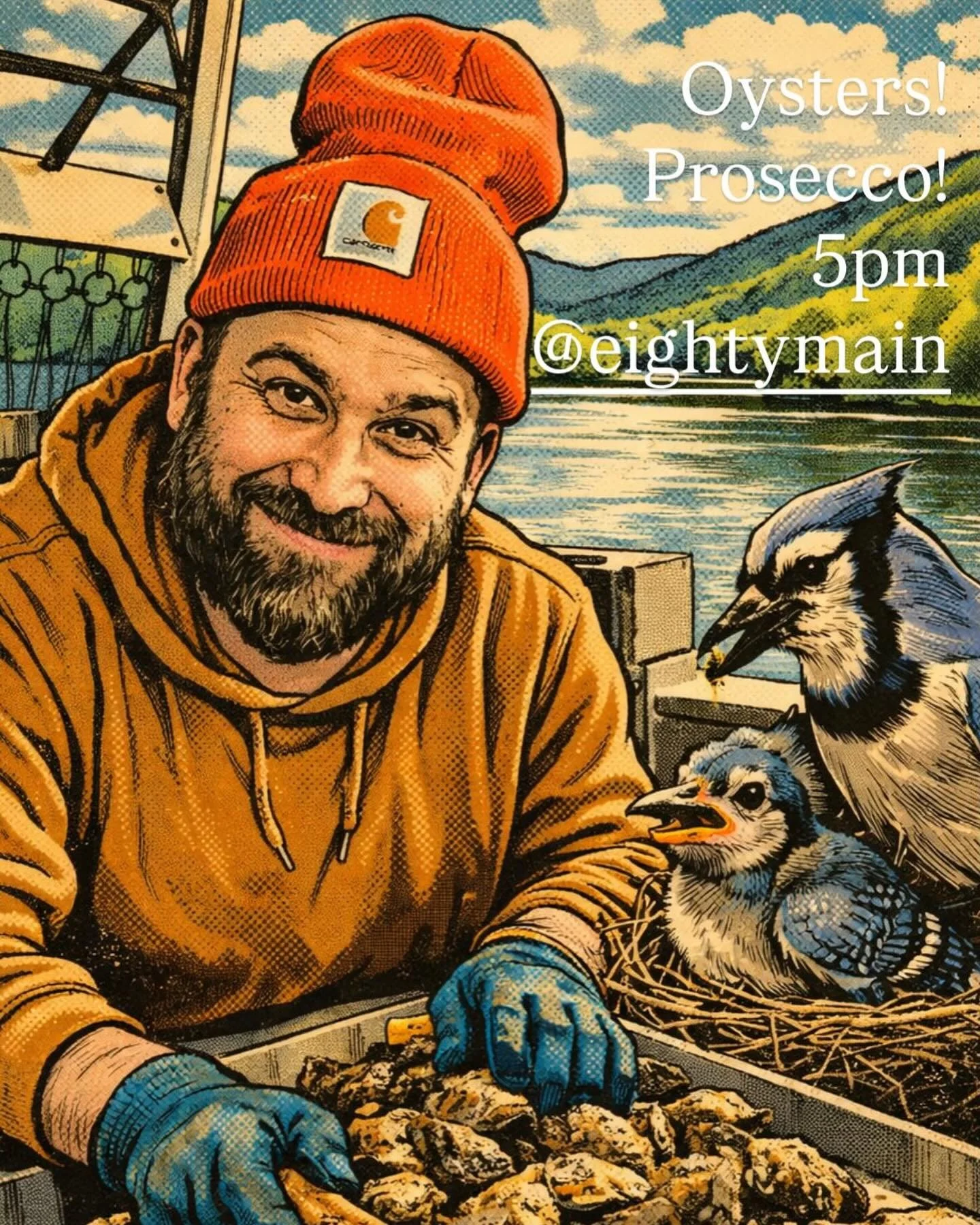 Straight out of the frosty West Branch of the Delaware ;) - Oysters and Prosecco @eightymain with @chefwillateightymain! Dinner is at 5pm. Looking forward to seeing you