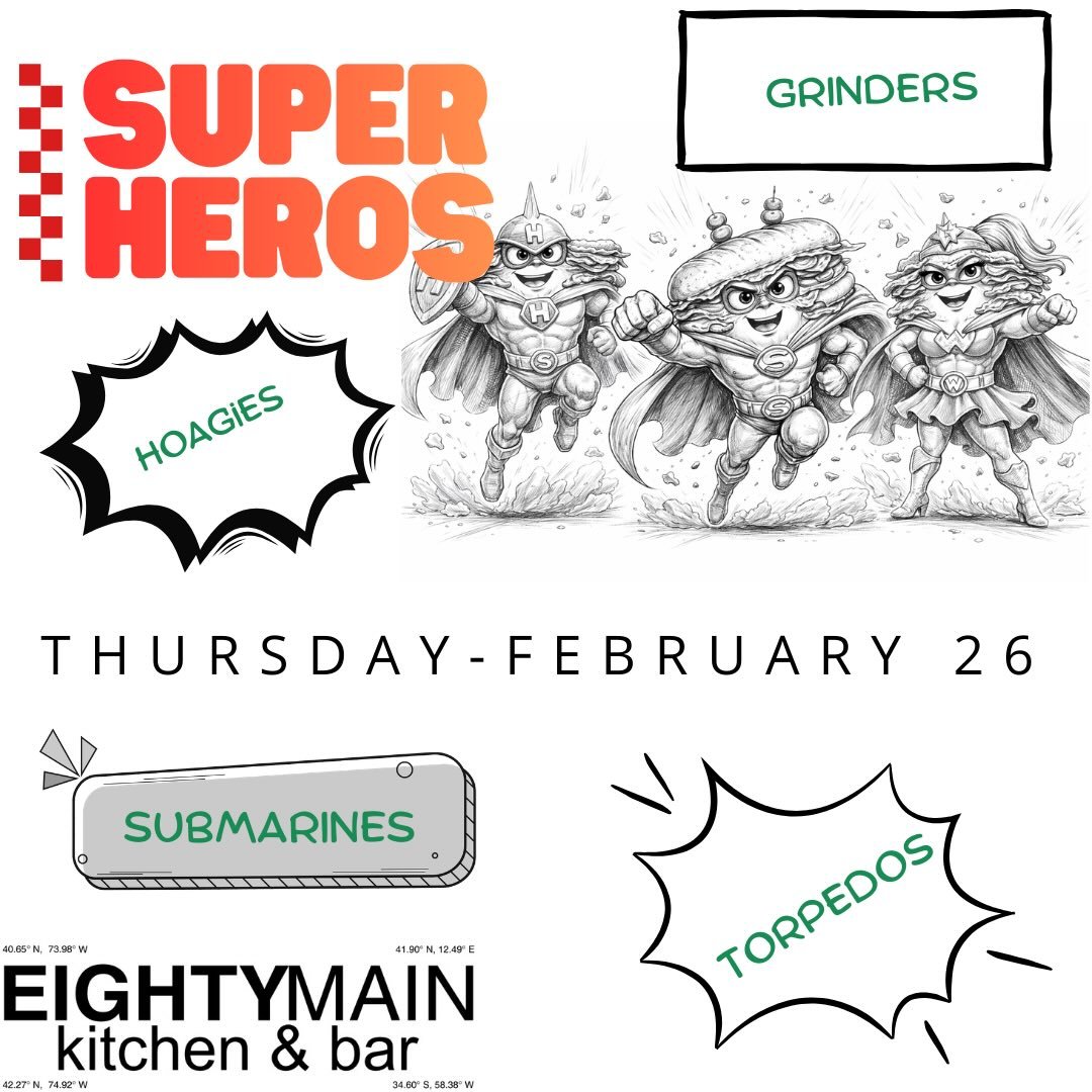 2/26* A who&rsquo;s who&rsquo;s who of your favorite Sandwiches! The greatest hits between the buns! Plus shakes, beer, and boozy egg creams! Don&rsquo;t miss, looking forward to seeing you. #thirdtimesacharm