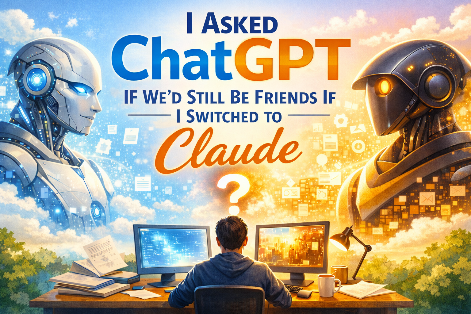 ChatGPT vs Claude illustration showing the future of AI agents and artificial intelligence in education
