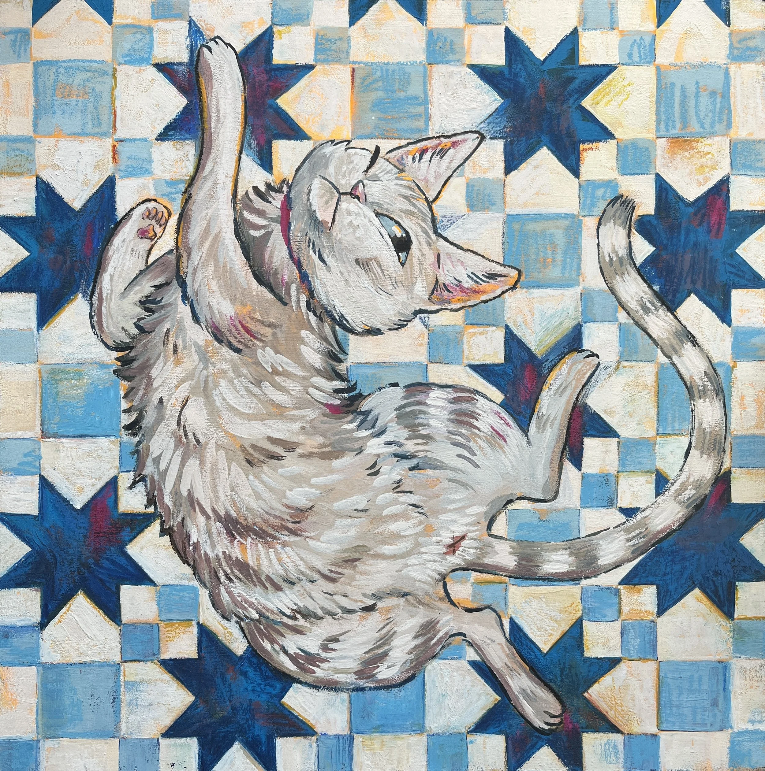 LEHMAN CAT ON QUILT 16x16 - Reagan Lehman.jpg