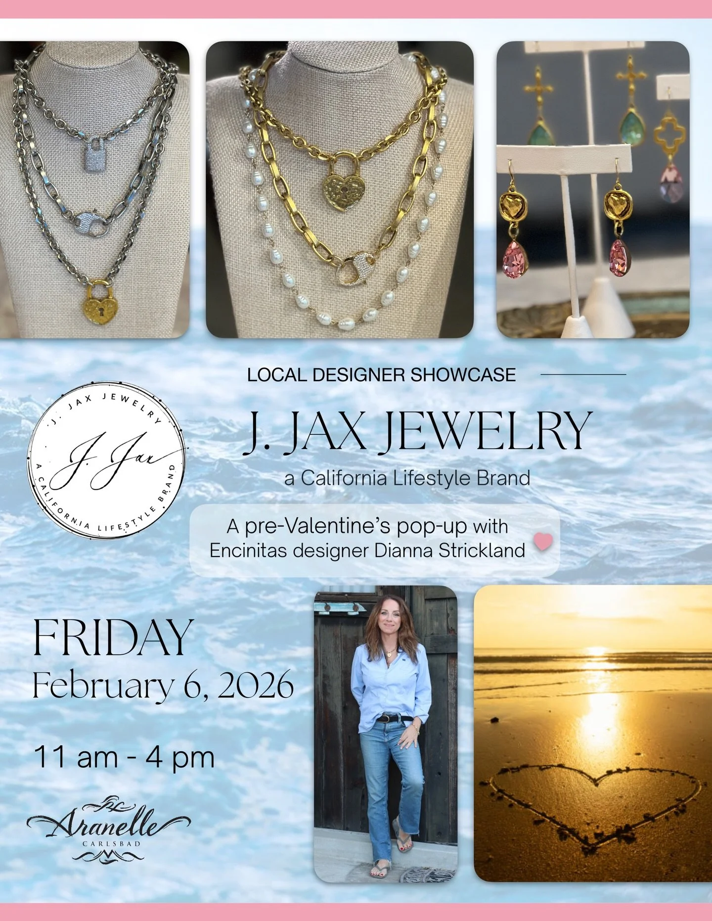 We love showcasing local talent, especially when her pieces look even better in person. 💙 🌊

Encinitas designer Dianna Strickland of J. Jax Jewelry has been creating smaller, giftable pieces just in time for Valentine&rsquo;s Day. 💕

Join us for h