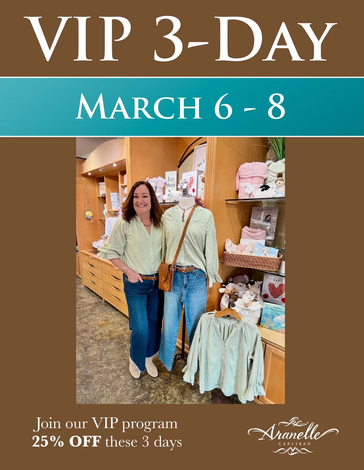VIP 3-DAY March 6 &ndash; 8 
Our VIP members know&hellip; these weekends are the best time to shop. 
Not a VIP yet? Join now and enjoy 25% OFF during our upcoming VIP 3-Day. 
$60 Annual Fee 
VIP Membership includes discounted purchases for one year: 