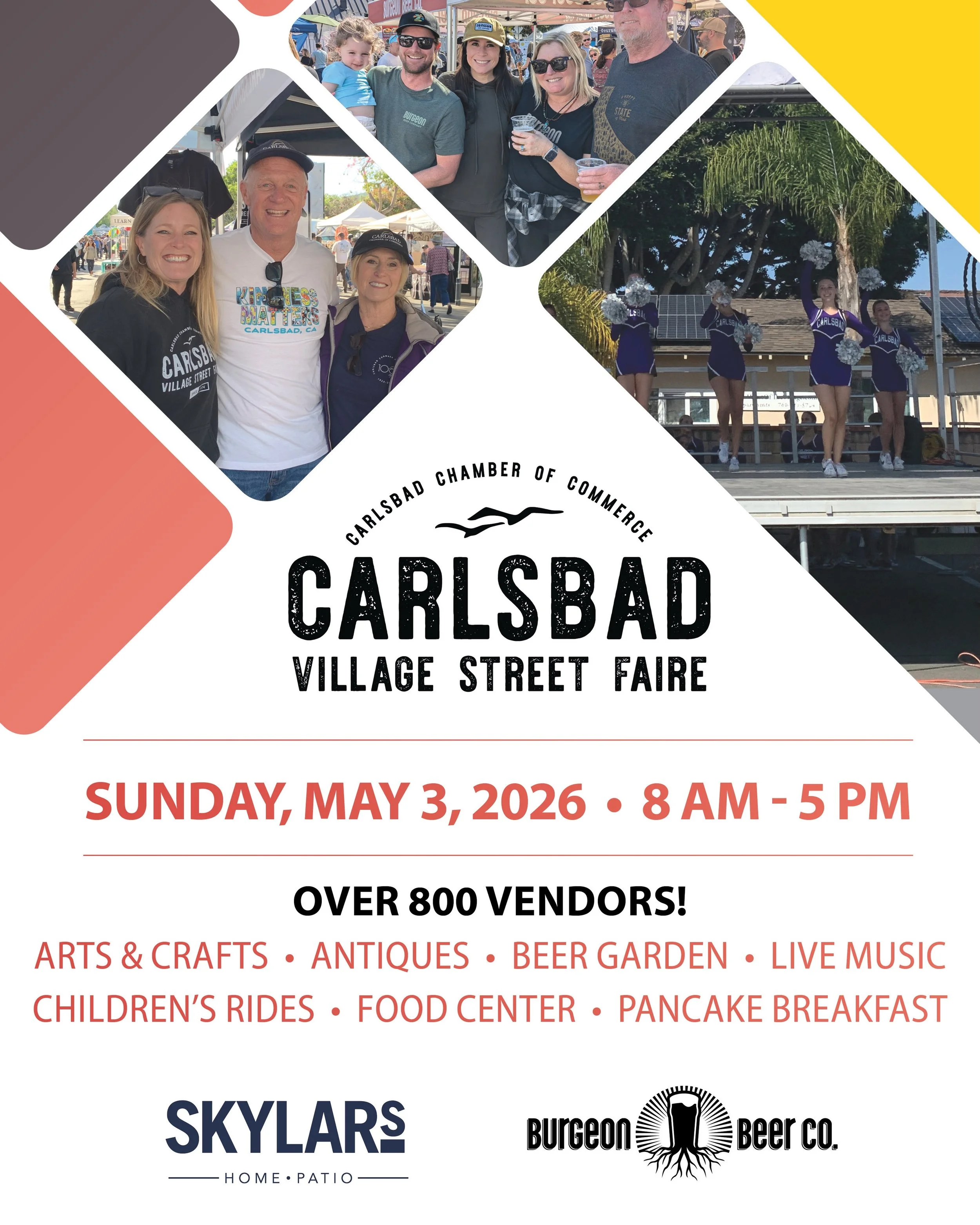 The Carlsbad Village Street Faire returns Sunday, May 3.✨ One of the biggest and most popular days in the Village, with hundreds of vendors, food, live music, family fun, and something new around every corner.

Make a day of it, stroll the Faire, gra