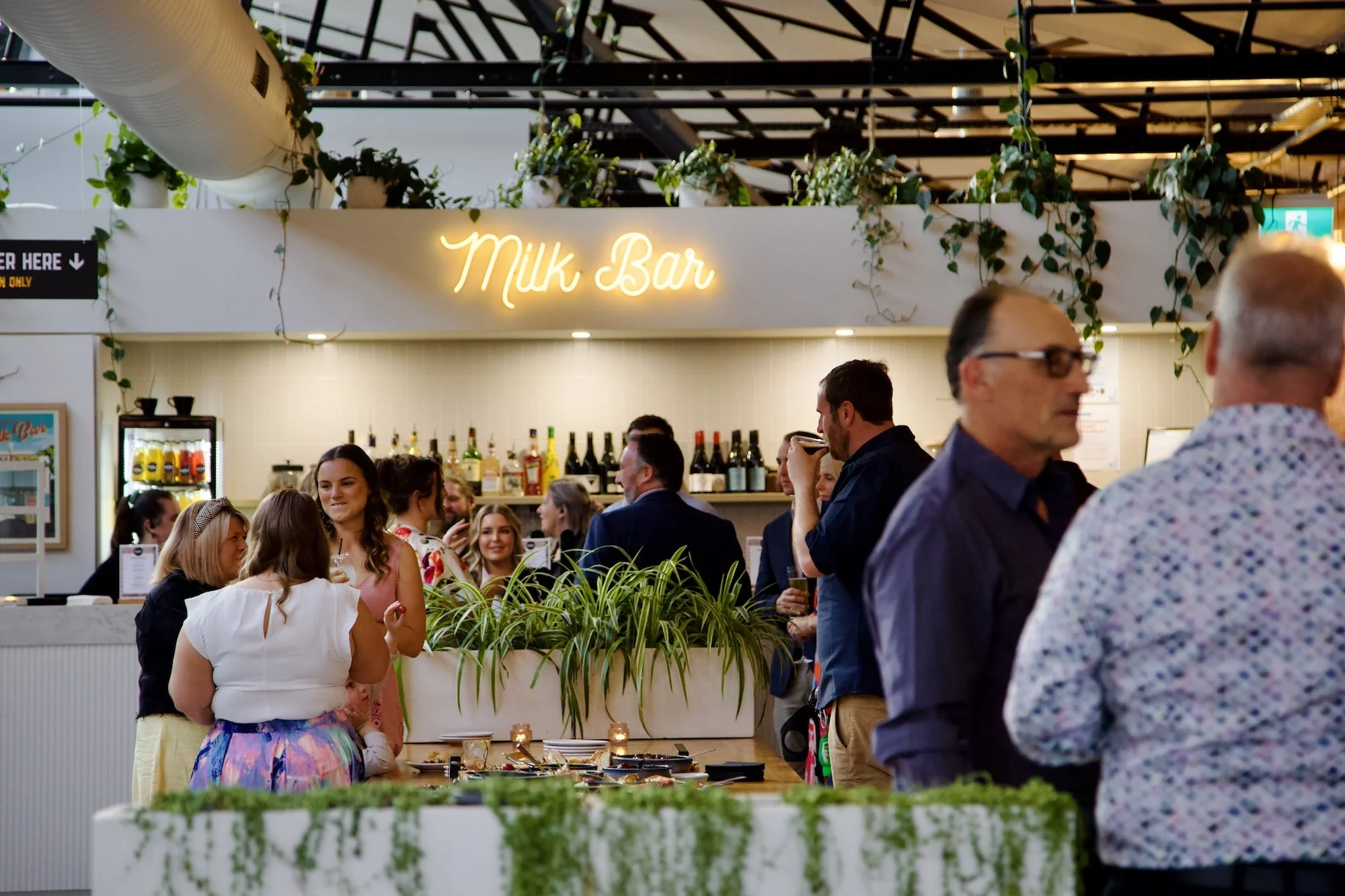Stylish bakery function space in Geelong with rustic decor and natural lighting for events.