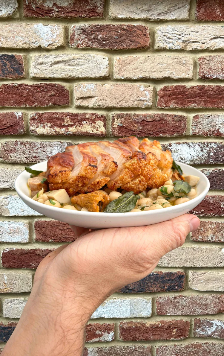 Matthew Ryle Recipes Pork chop, wild mushroom cassoulet — MATTHEW RYLE