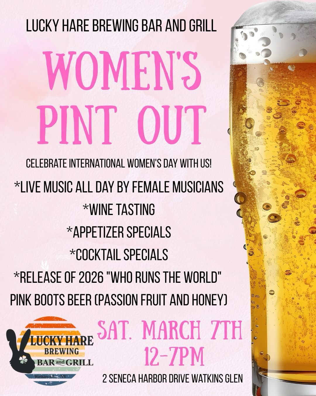This Saturday is for the girls! 🎸

Join us for our Women&rsquo;s Pint Out event on March 7 from 12 PM &ndash; 7 PM! 
✨We&rsquo;re celebrating international women&rsquo;s day with an all-female lineup you won&rsquo;t want to miss. 
💕Grab a pint of o