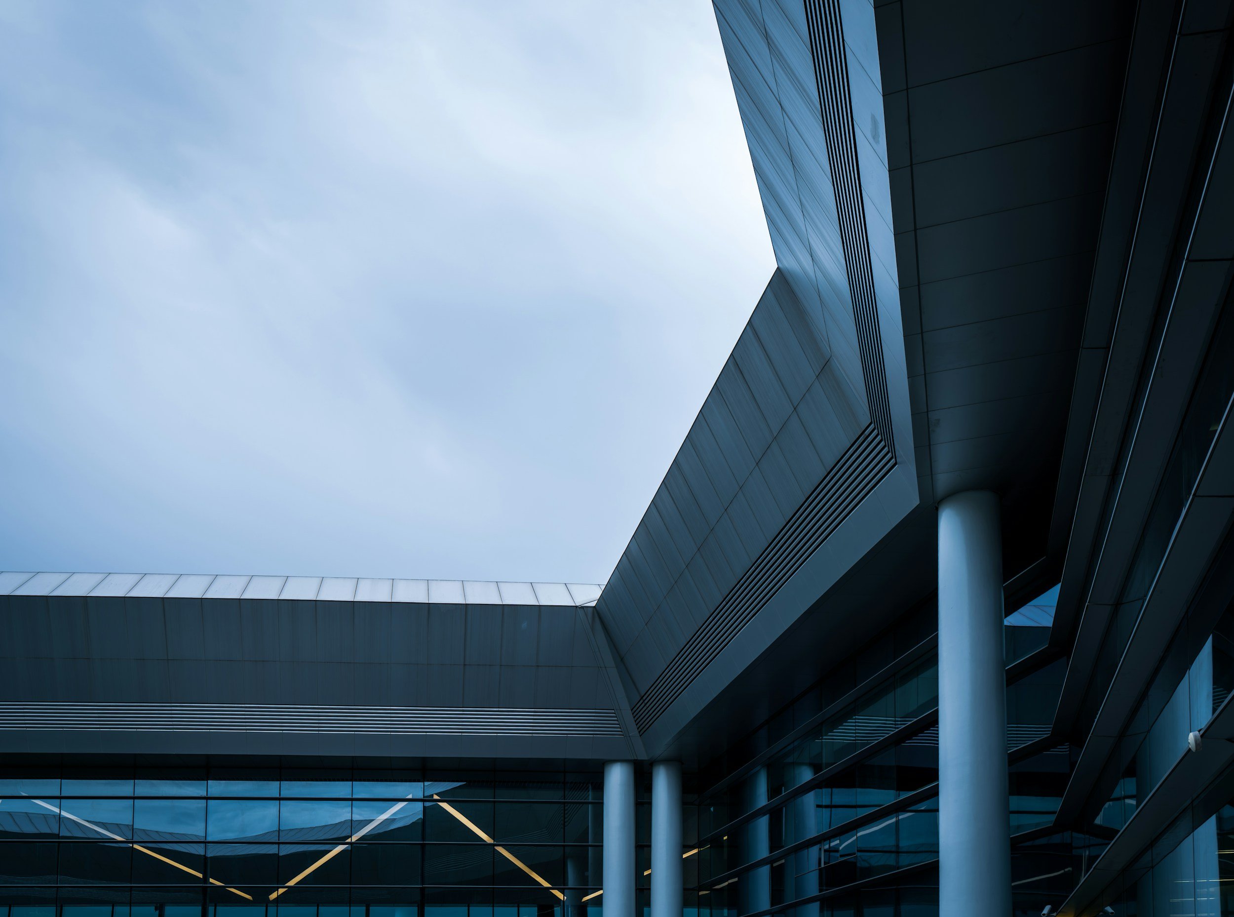 Airport facility exterior above paved operational surface