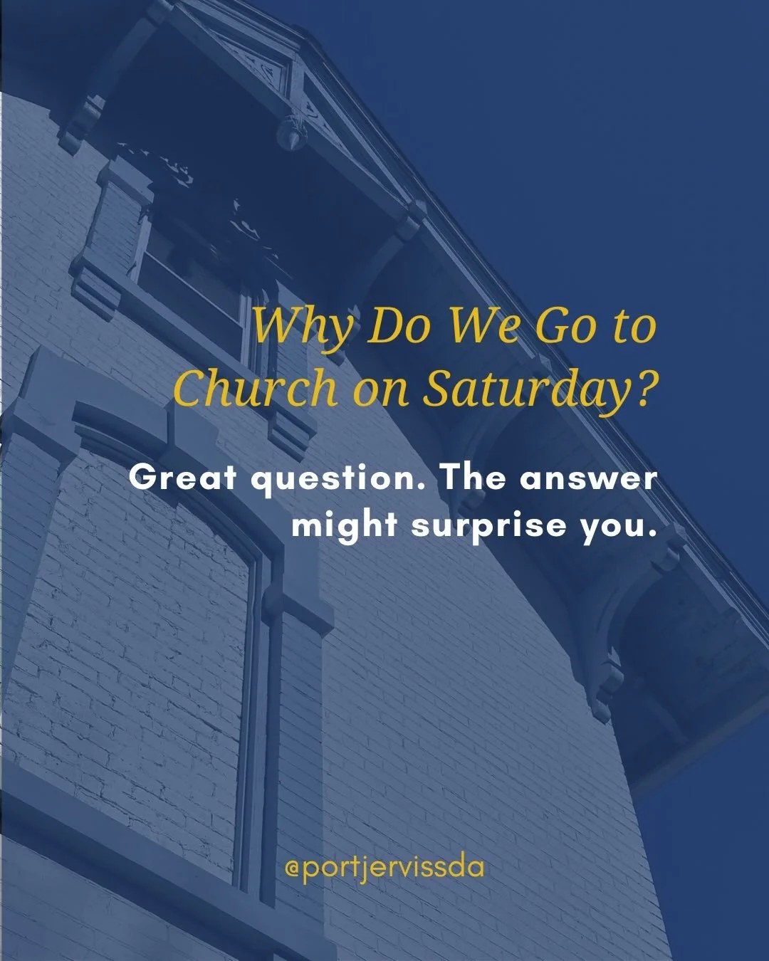 📖 We get this question more than you&rsquo;d think and we love answering it.

As Seventh-day Adventists, we worship on Saturday because it&rsquo;s the day God blessed and set apart at Creation, commanded in His law, and modeled by Jesus Himself. Not