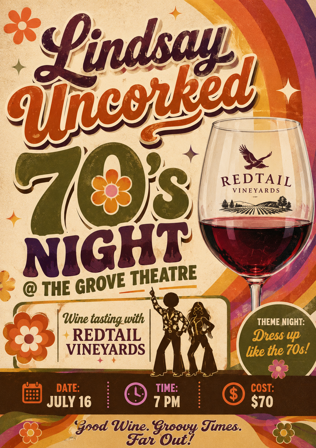 Lindsay Uncorked: 70s Night @ The Grove Theatre