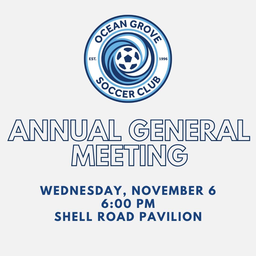 Our Annual General Meeting will take place on Wednesday, November 6, 2024, at 6:00 PM in the Club Rooms at Shell Road Pavillion. 

We will be voting on the New Constitution, which you can find on our website. 

You will receive an email about voting.