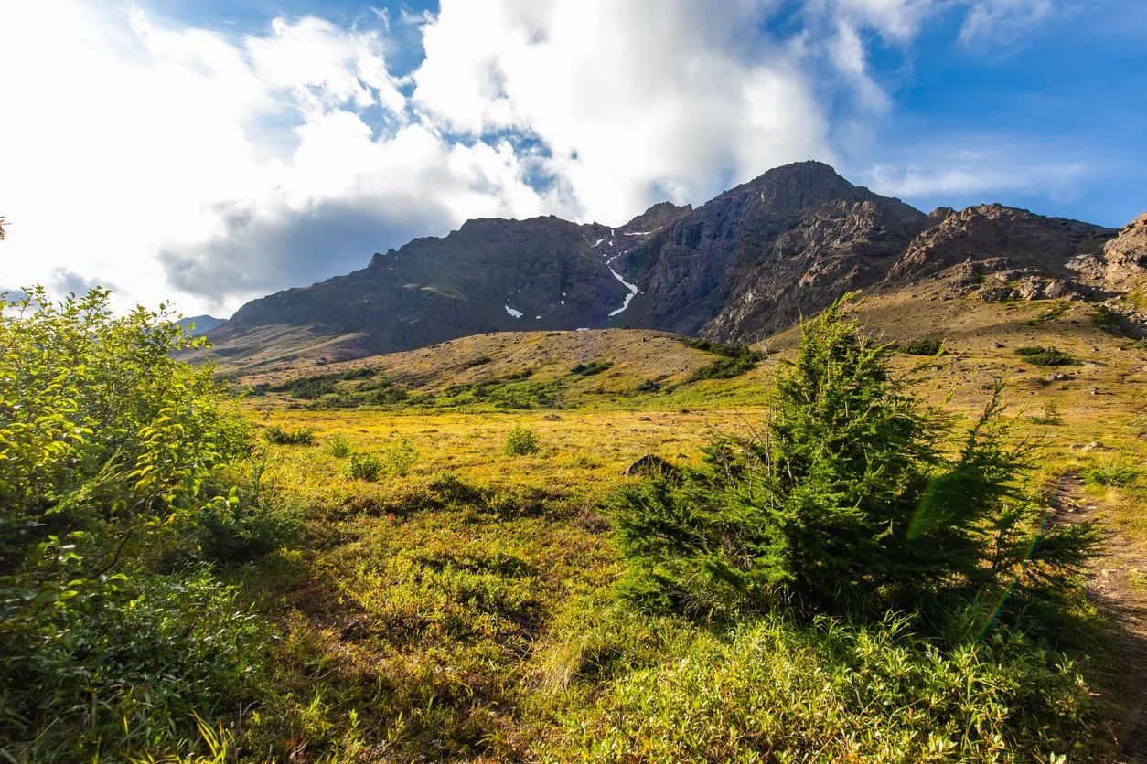Little O’Malley Peak near Anchorage, Alaska, showcases dramatic alpine terrain, expansive mountain vistas, and breathtaking views within Chugach State Park.