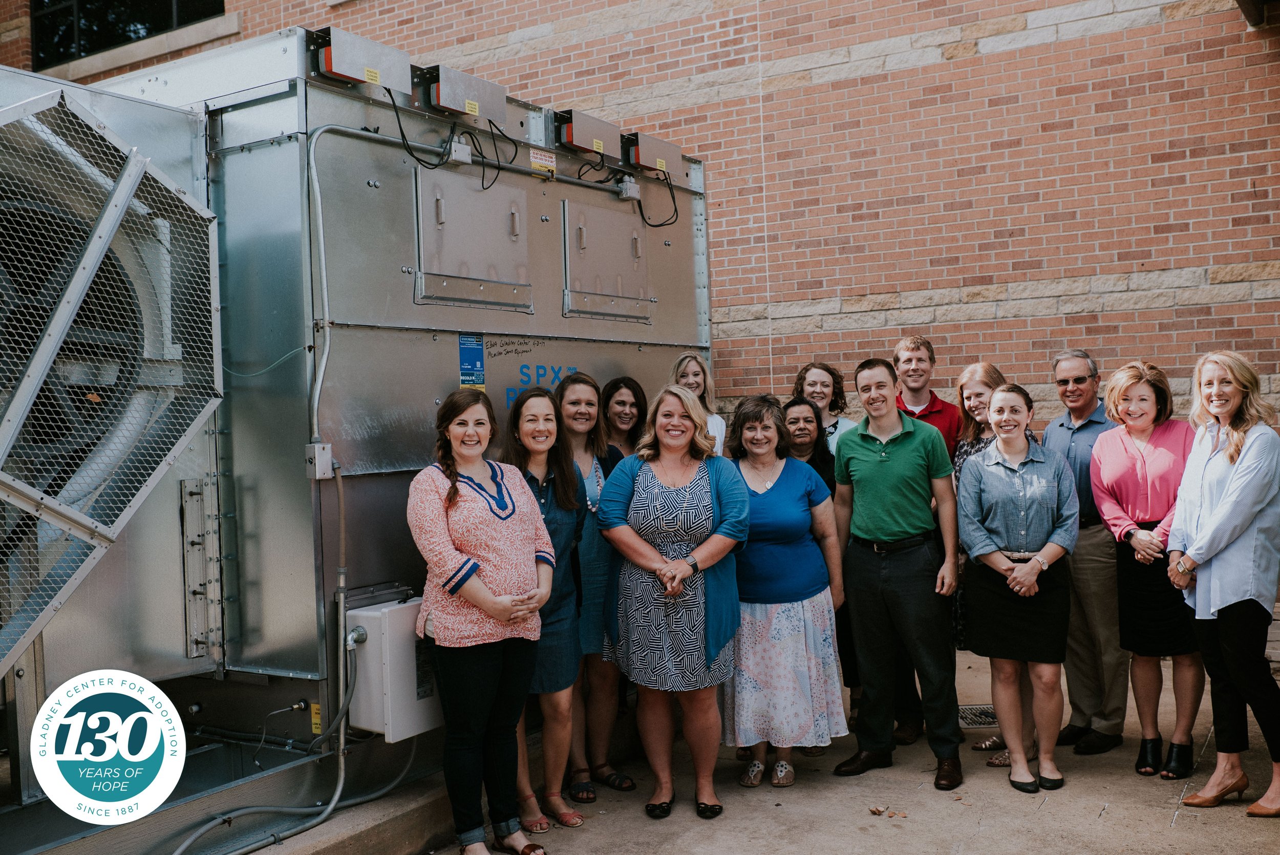   2017 - Gladney Center for Adoption staffers with new cooling tower, Fort Worth, Texas  