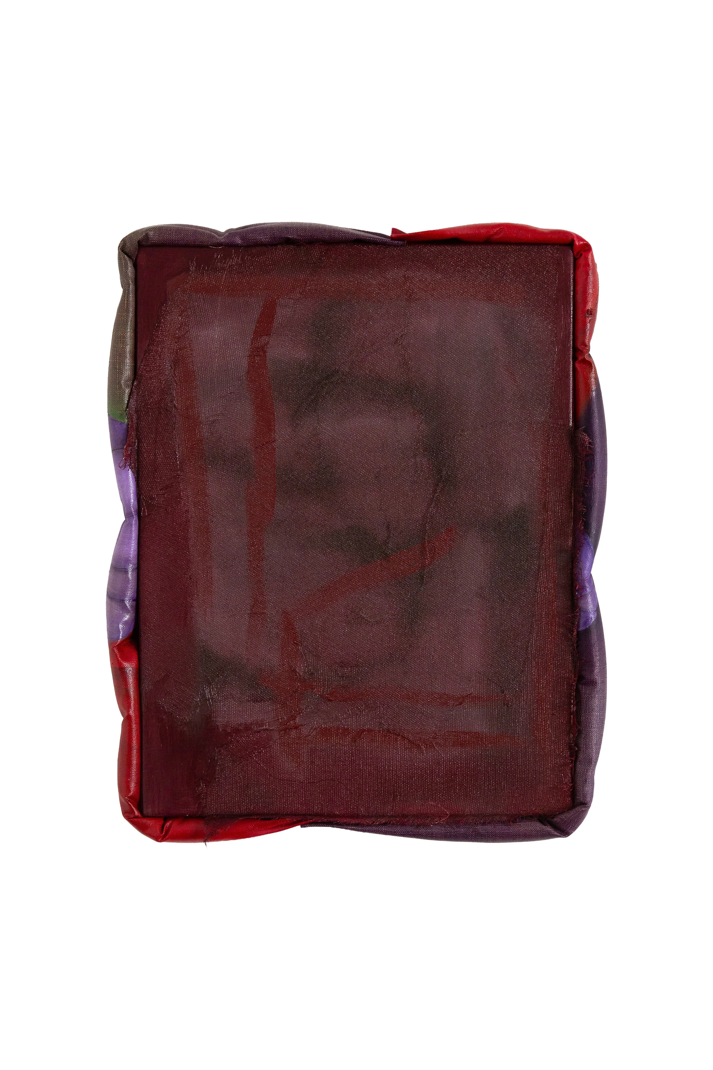 Internal Use Only, 2026, oil, tarlatan, cotton & tacks on linen, 43.5cm x 35cm x 4cm