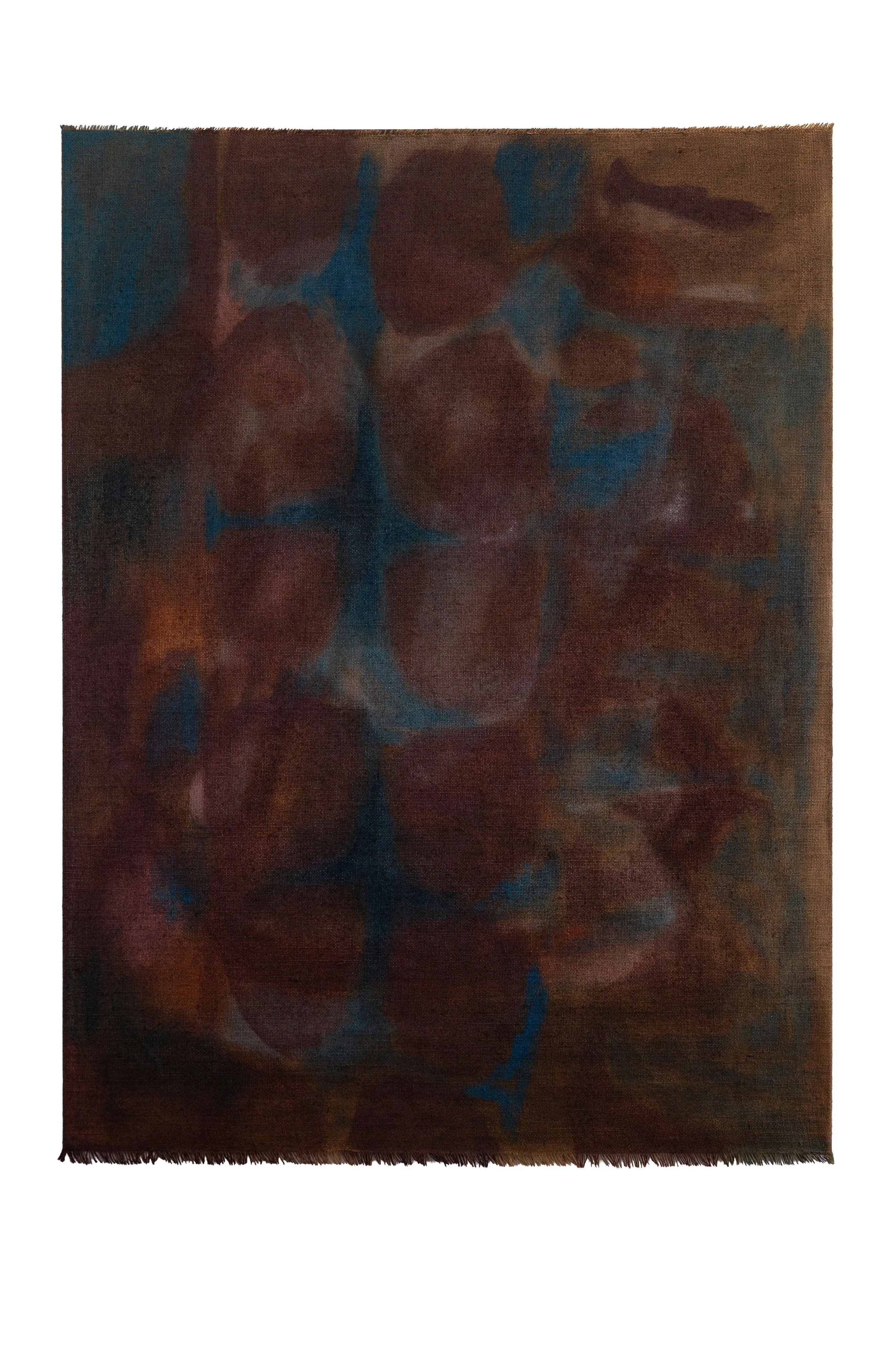 Extract of Silence, 2026, oil, hessian, linen & tacks, 132cm x 92cm