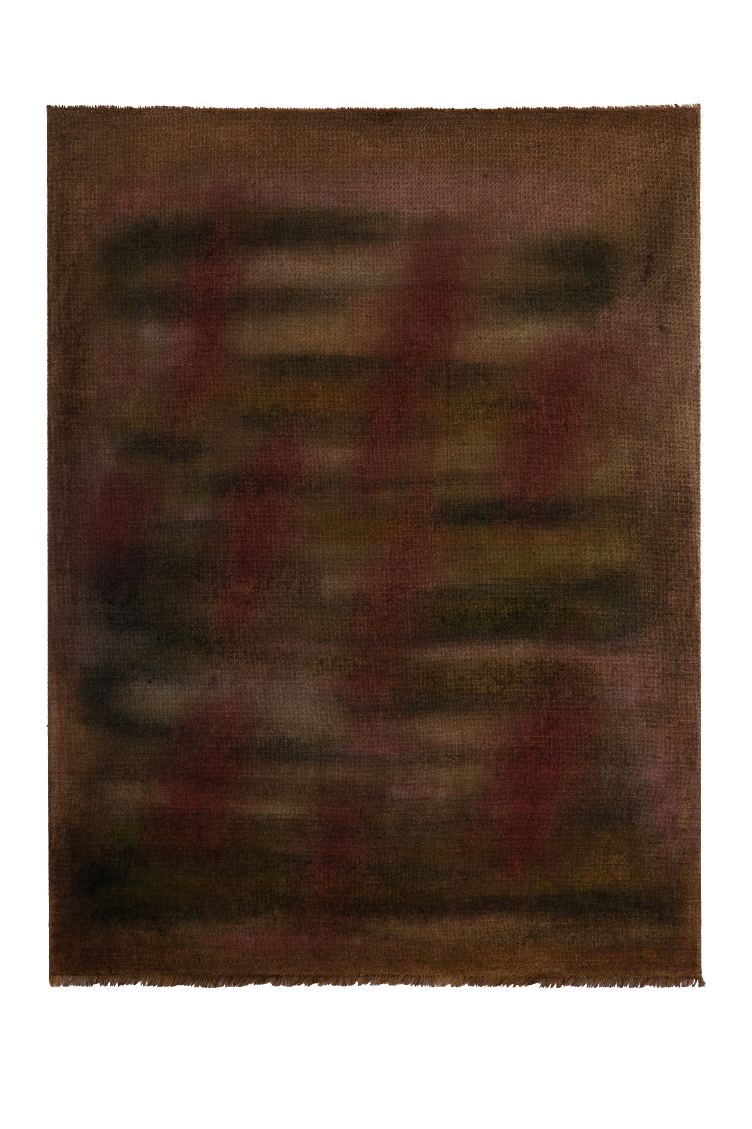 Under a Gentle Strain, 2026, oil, hessian, linen & tacks, 123cm x 92cm