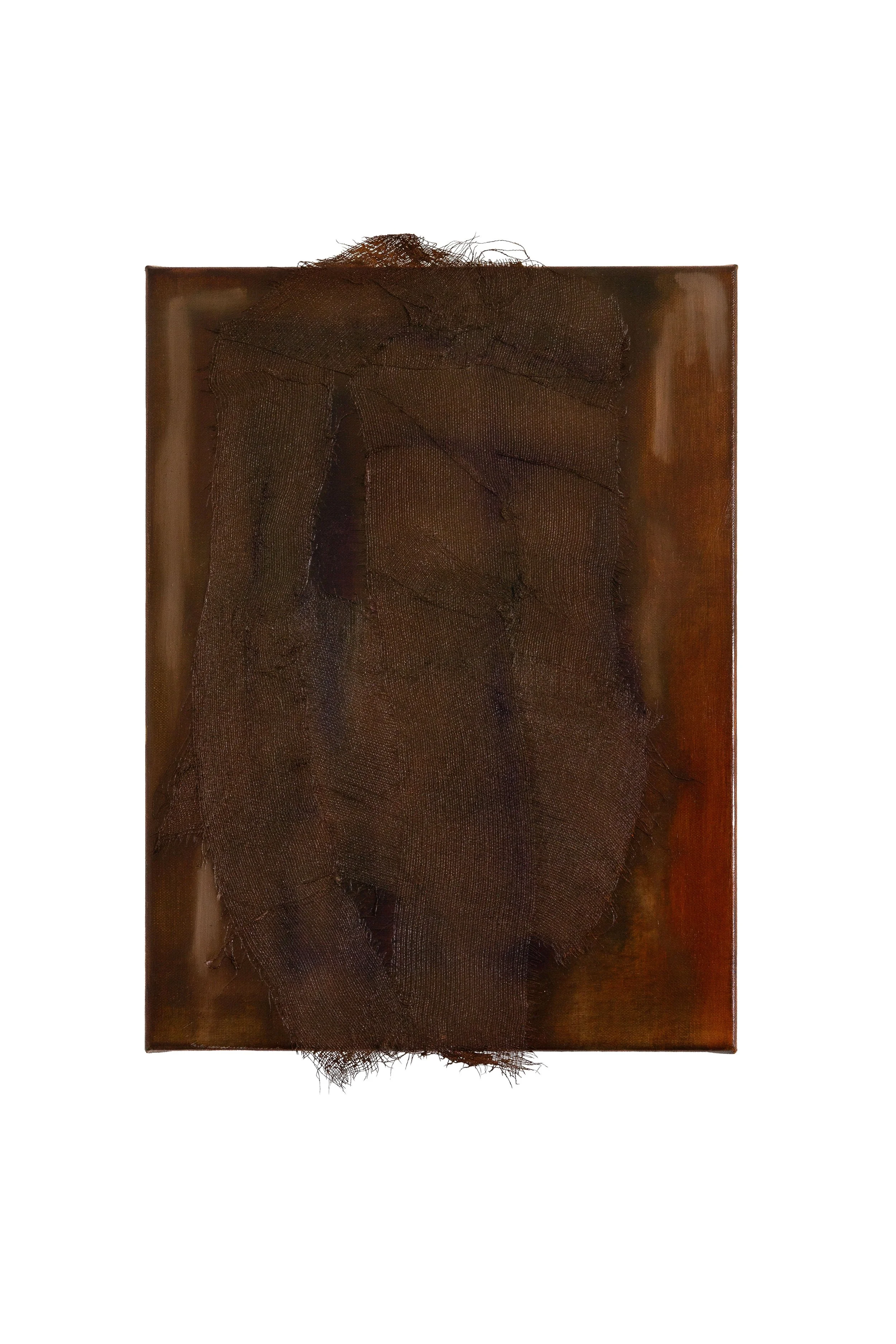 The Shape of Waiting, 2026, oil, tarlatan on linen, 44cm x 30.5cm