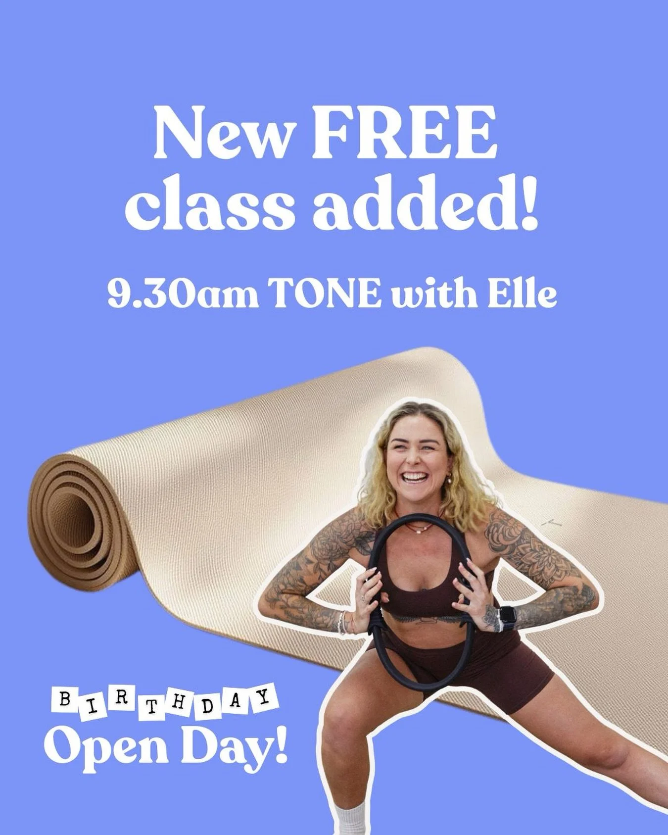 You guys have blown us away 🩵

Our Birthday Open Day classes filled up so quickly&hellip; we had to add another one!

We&rsquo;ve just opened a FREE Tone class at 9:30am this Sunday in the Mat Studio with the beautiful @ellemasters_  and there are o