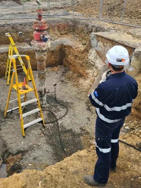 well integrity assessment project, coal seam gas wellhead being remediated