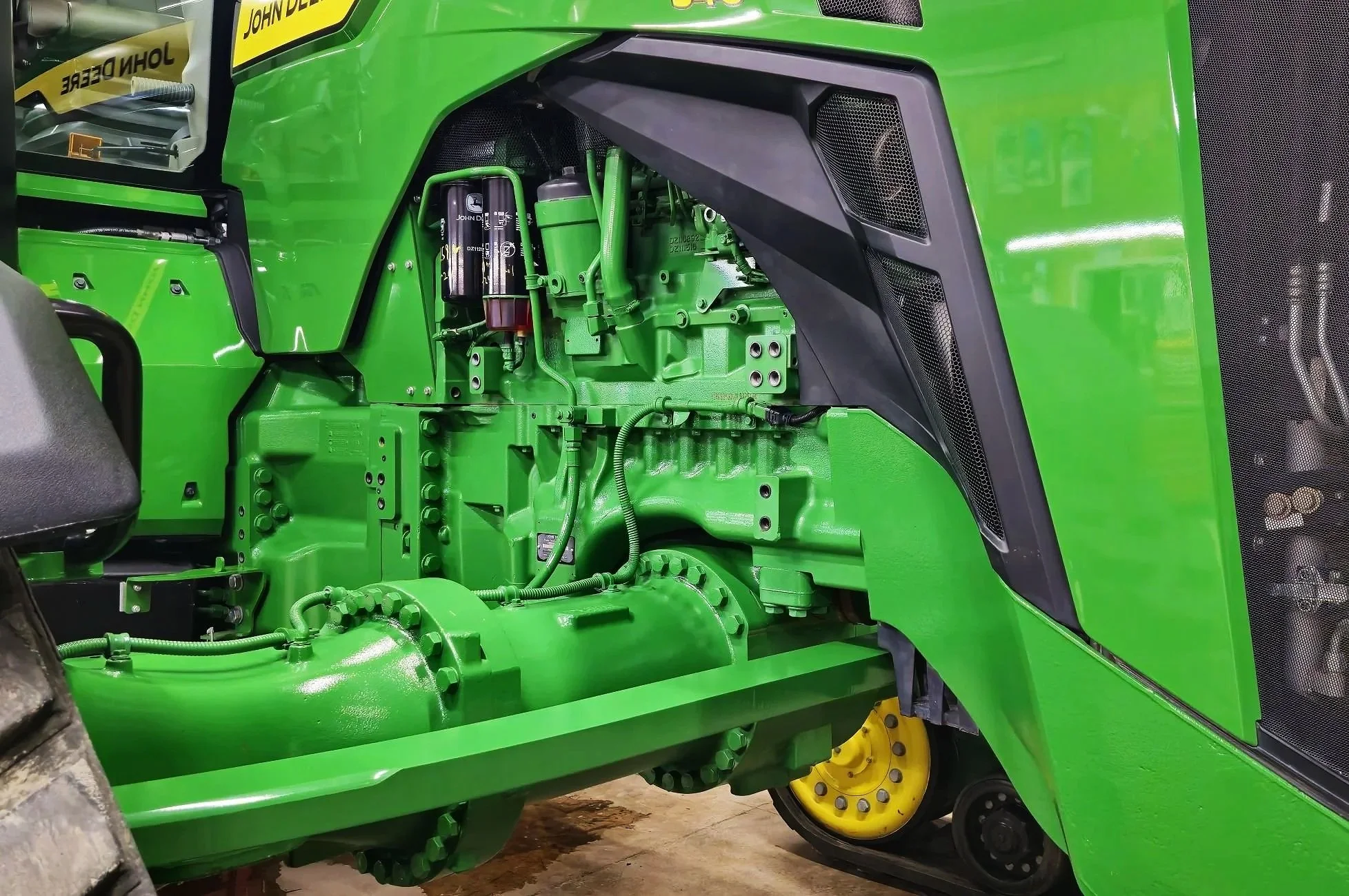 Tractor engine paint protected and shiny.