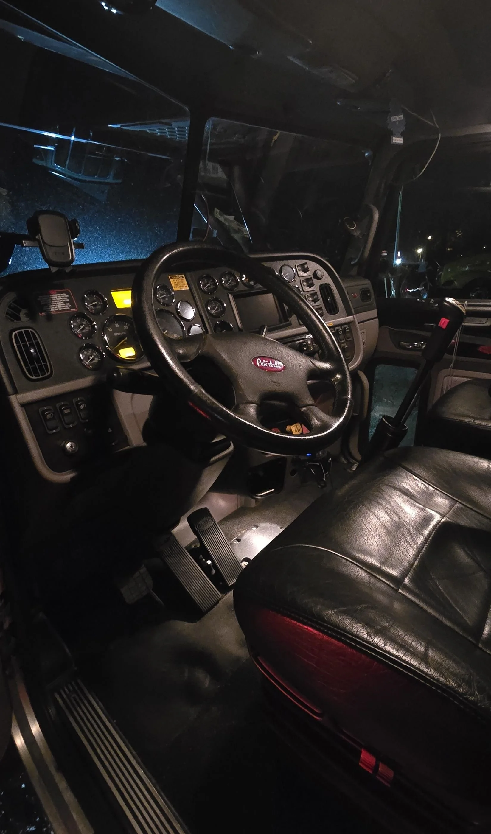 Interior of semi truck cleaned to perfection.