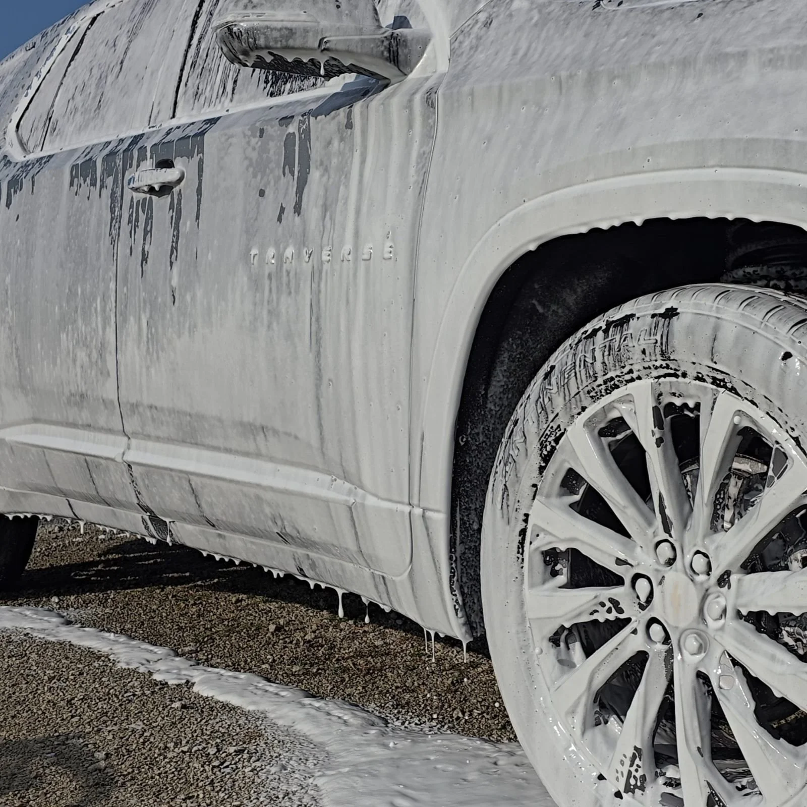 Foam soap on an SUV.