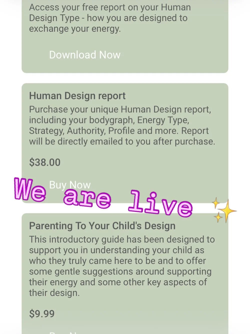 It&rsquo;s here! 

✨ Parenting To Your Child&rsquo;s Design ✨

An introductory guide to support parents in understanding their children from a Human Design perspective. 

This little report costs less than $10 and provides you with some basic tips on