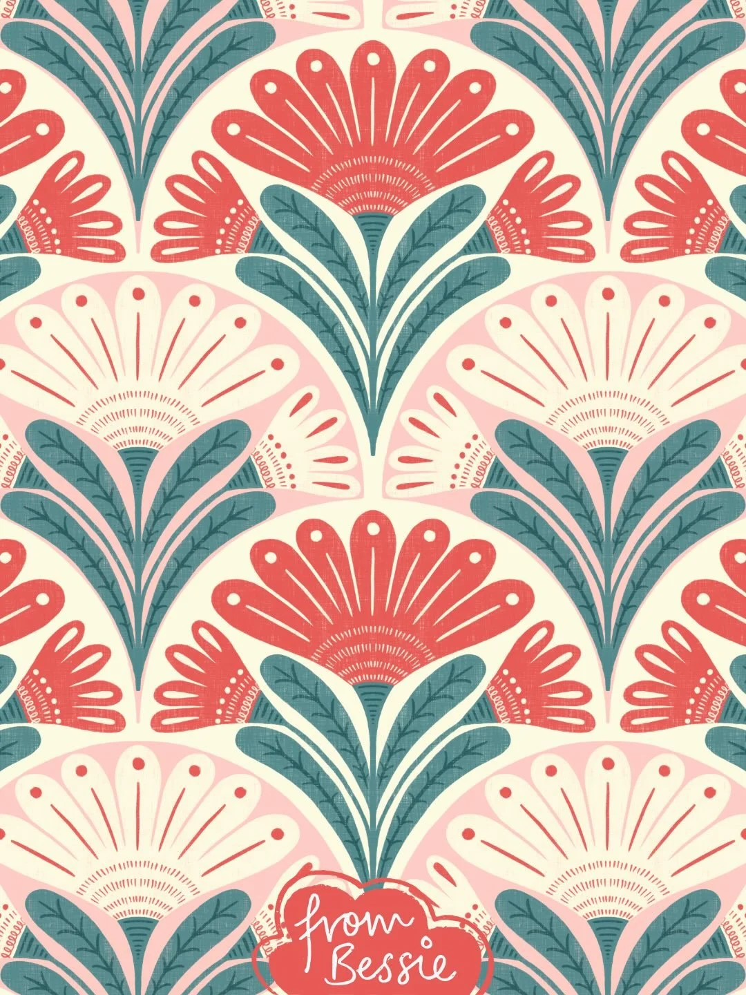 I think I can make 50 different colour versions for this shell shaped daisy pattern! It&rsquo;s so versatile and so much fun to make 😆

Available on Spoonflower and for art licensing!

#artlicensing #surfacepatterndesigner #seamlessrepeat #floralpat