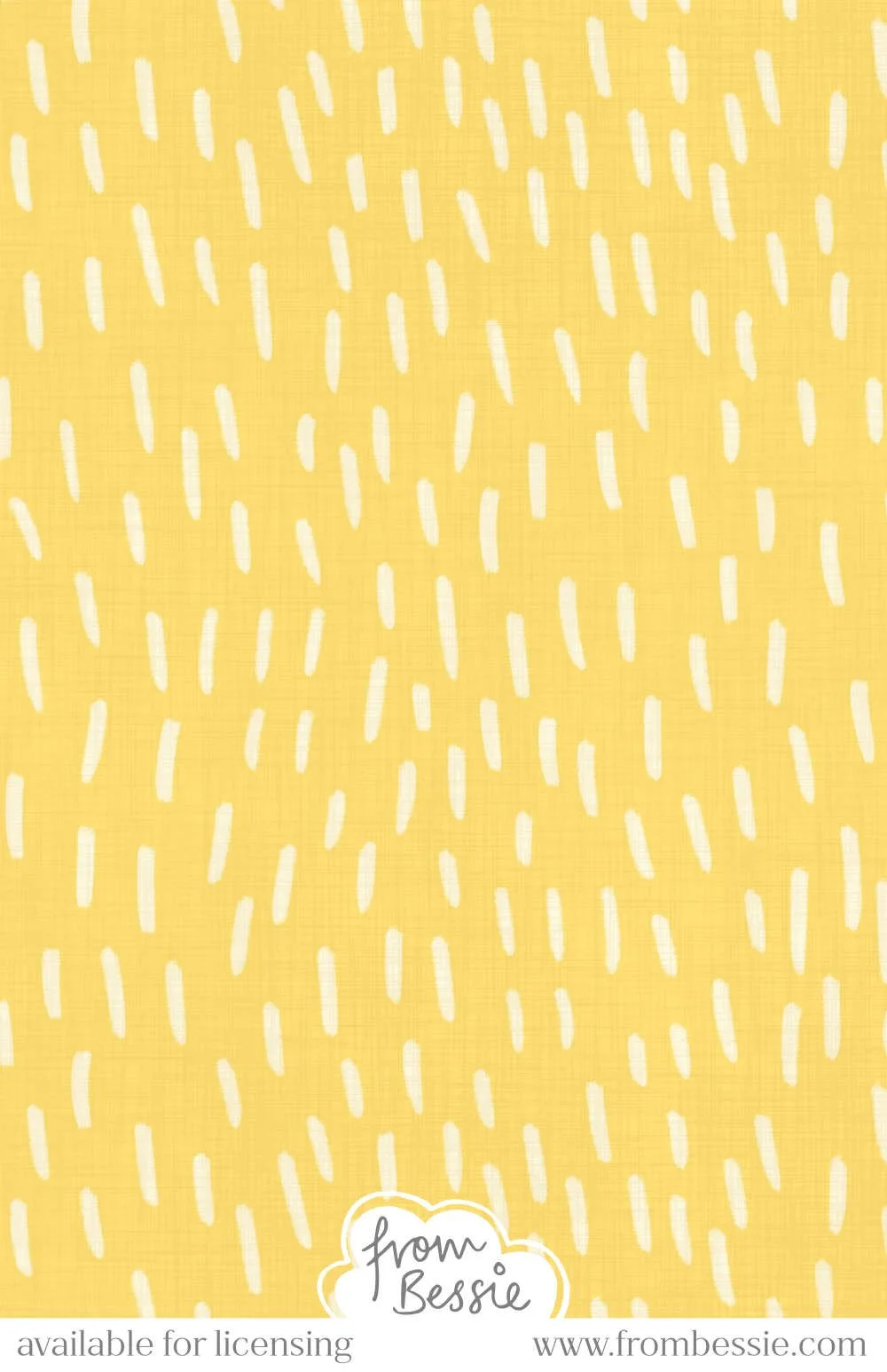 An abstract pattern with rough white vertical pencil strokes on a pastel yellow background, and an overlaying rough linen texture. Designed by Bessie Ng