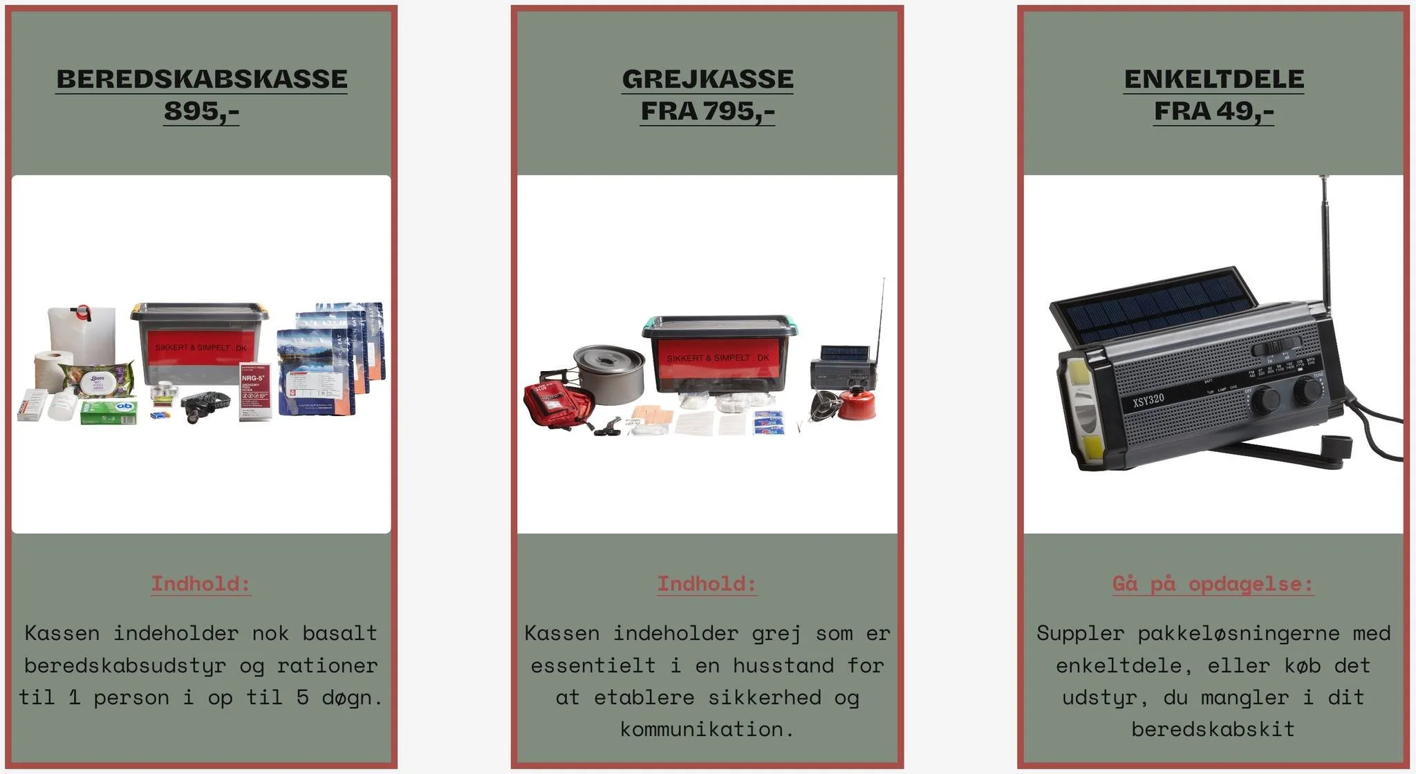 🔴 Har du set vores udvalg af enkeltdele? 

Vi tilbyder ikke kun grejkasser og beredskabskasser, men ogs&aring; individuelle produkter. Vi &oslash;nsker at give vores kunder pr&aelig;cis det, de har brug for. S&aring; hvis du allerede har beredskabsu