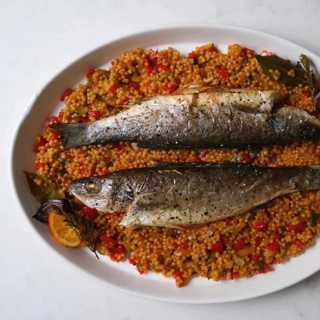 SEA BASS WITH FREGOLA