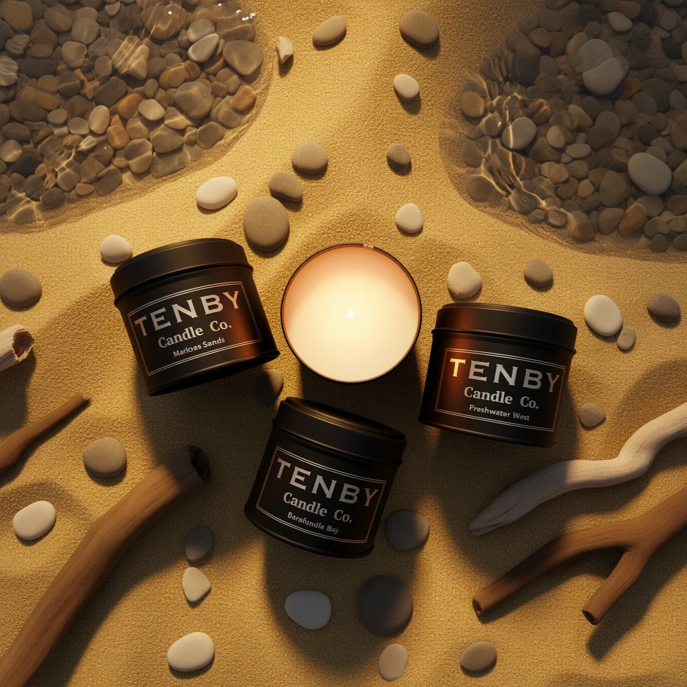 4 Pembrokeshire Range Tin Candles for £40