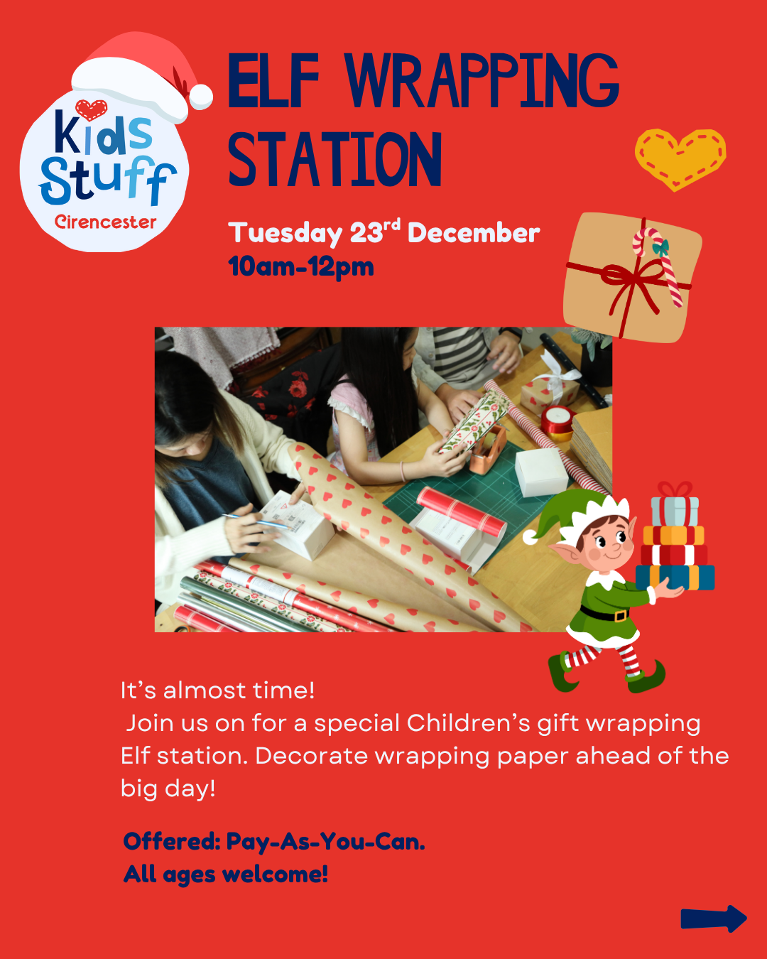 children’s elf wrapping Station 